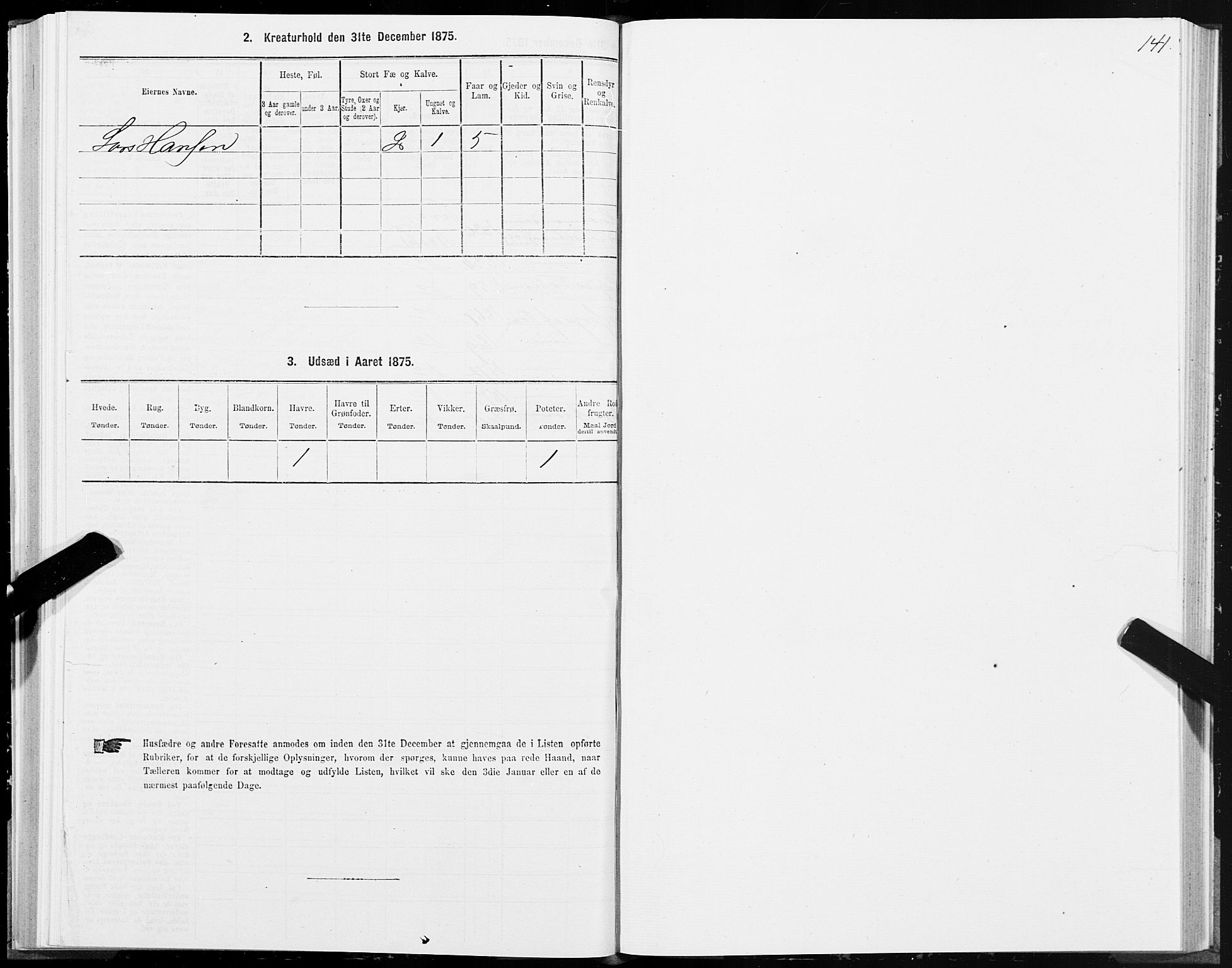 SAT, 1875 census for 1543P Nesset, 1875, p. 3141