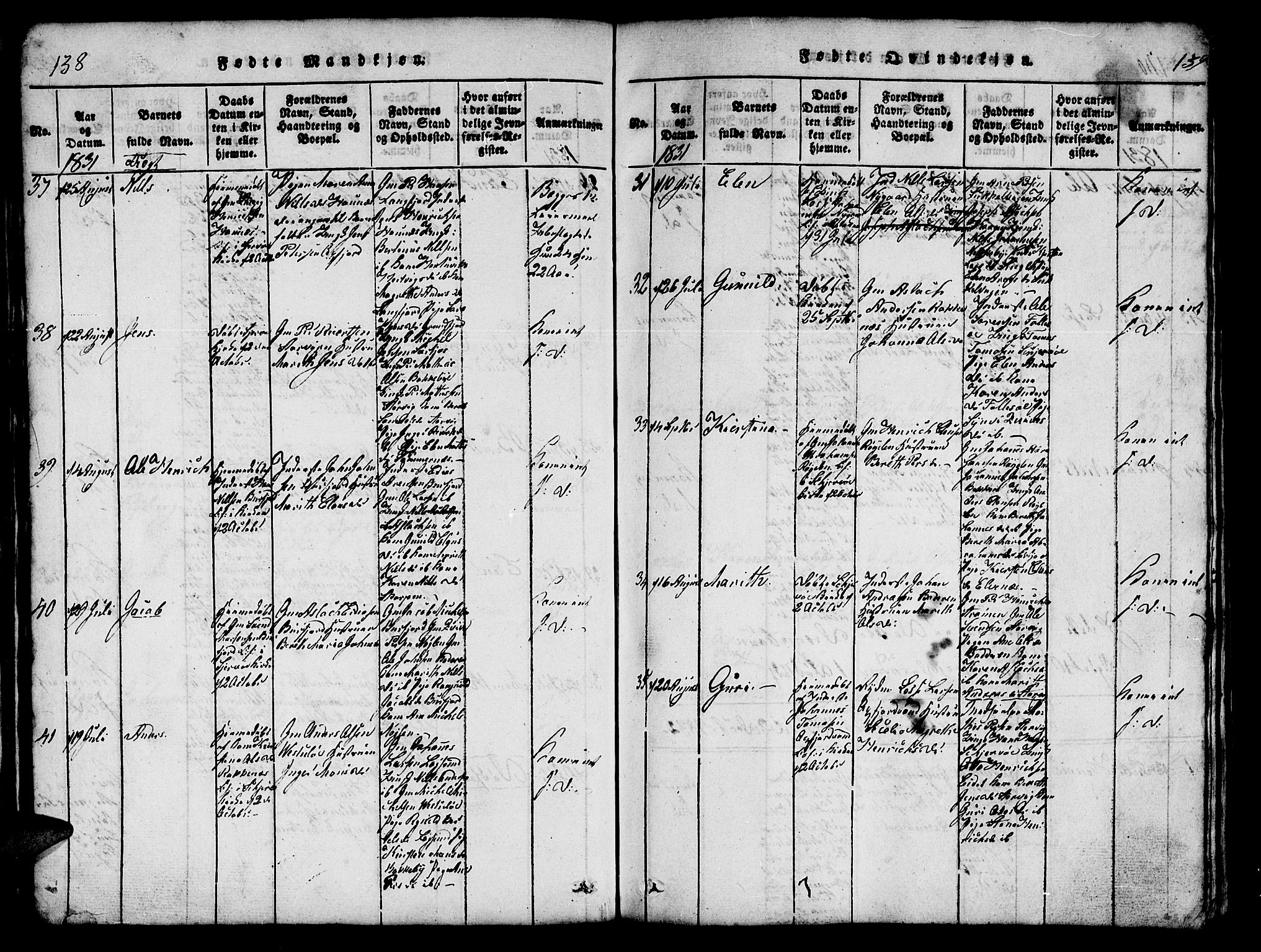 Skjervøy sokneprestkontor, AV/SATØ-S-1300/H/Ha/Hab/L0001klokker: Parish register (copy) no. 1, 1825-1838, p. 138-139