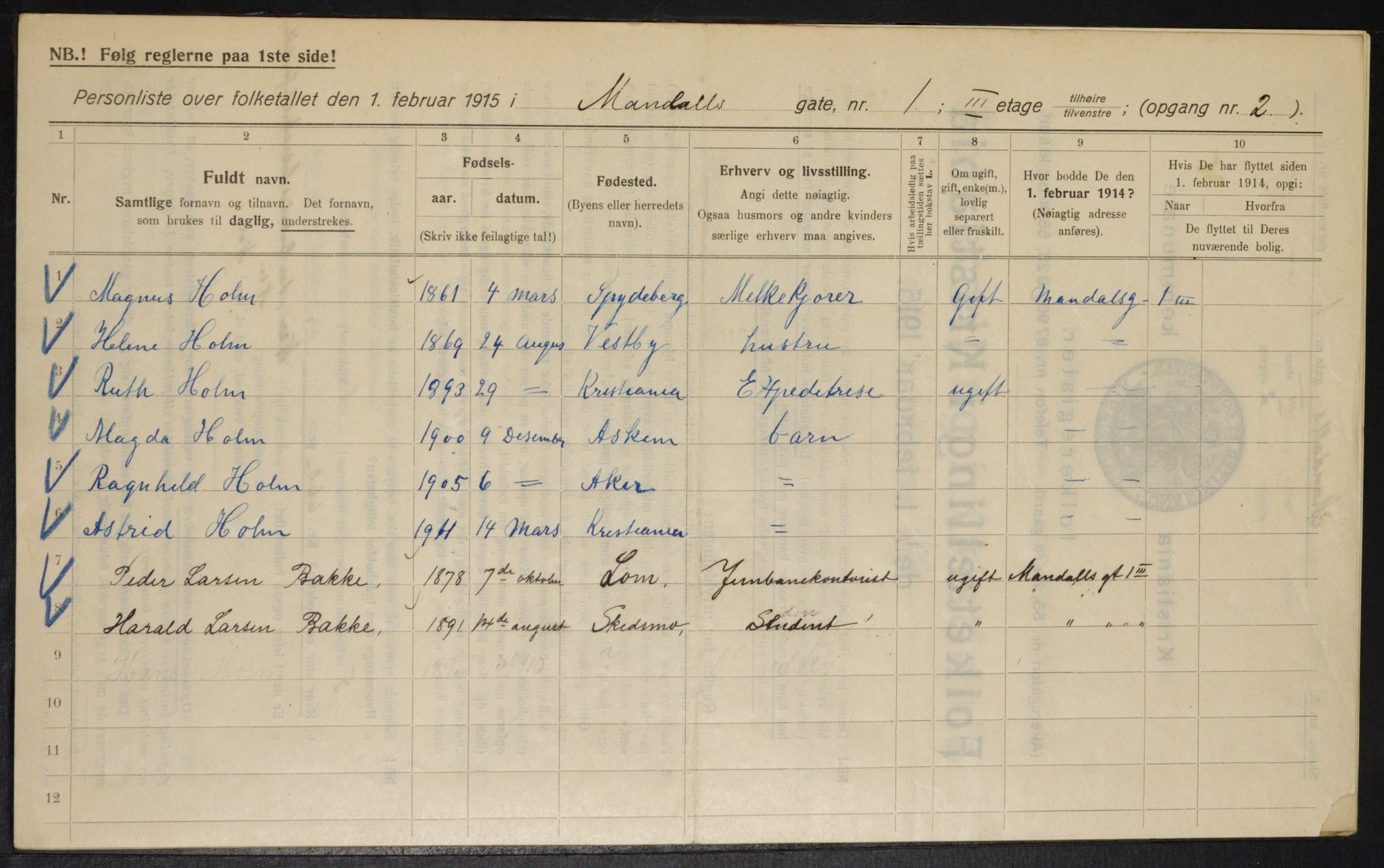 OBA, Municipal Census 1915 for Kristiania, 1915, p. 59504