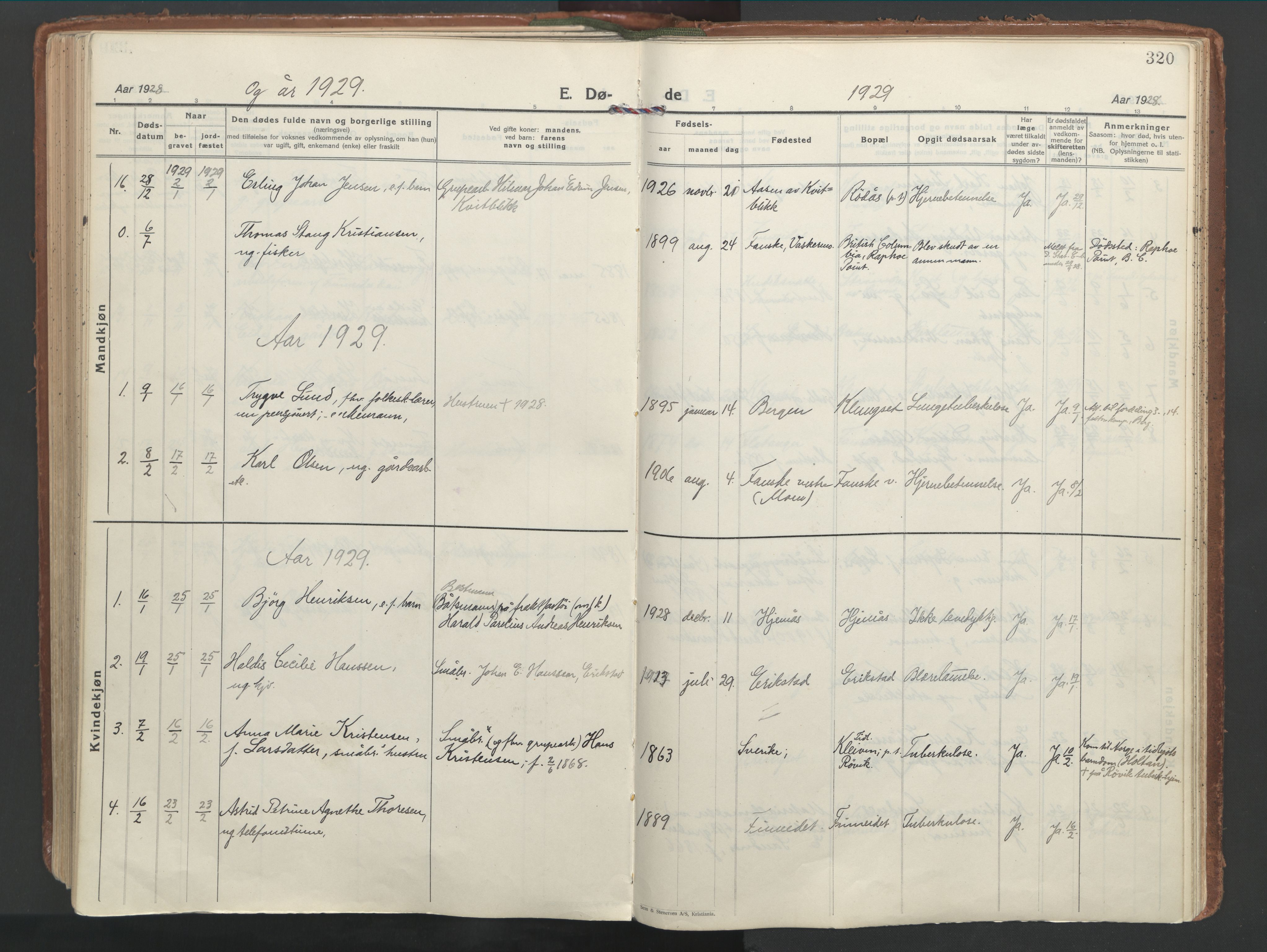 Ministerialprotokoller, klokkerbøker og fødselsregistre - Nordland, SAT/A-1459/849/L0699: Parish register (official) no. 849A10, 1924-1937, p. 320