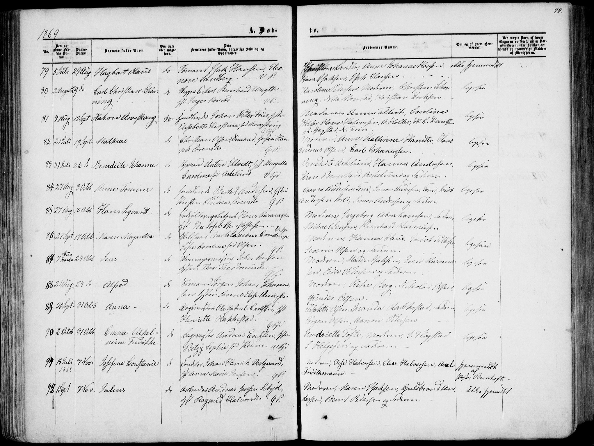 Porsgrunn kirkebøker , AV/SAKO-A-104/F/Fa/L0007: Parish register (official) no. 7, 1858-1877, p. 93