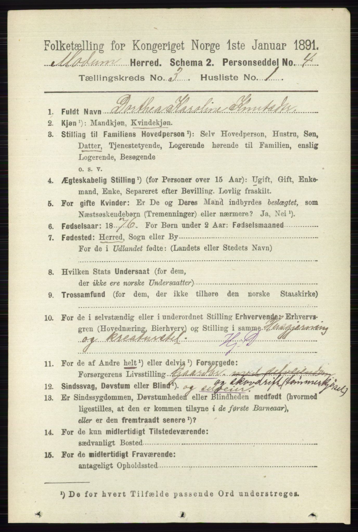 RA, 1891 census for 0623 Modum, 1891, p. 723