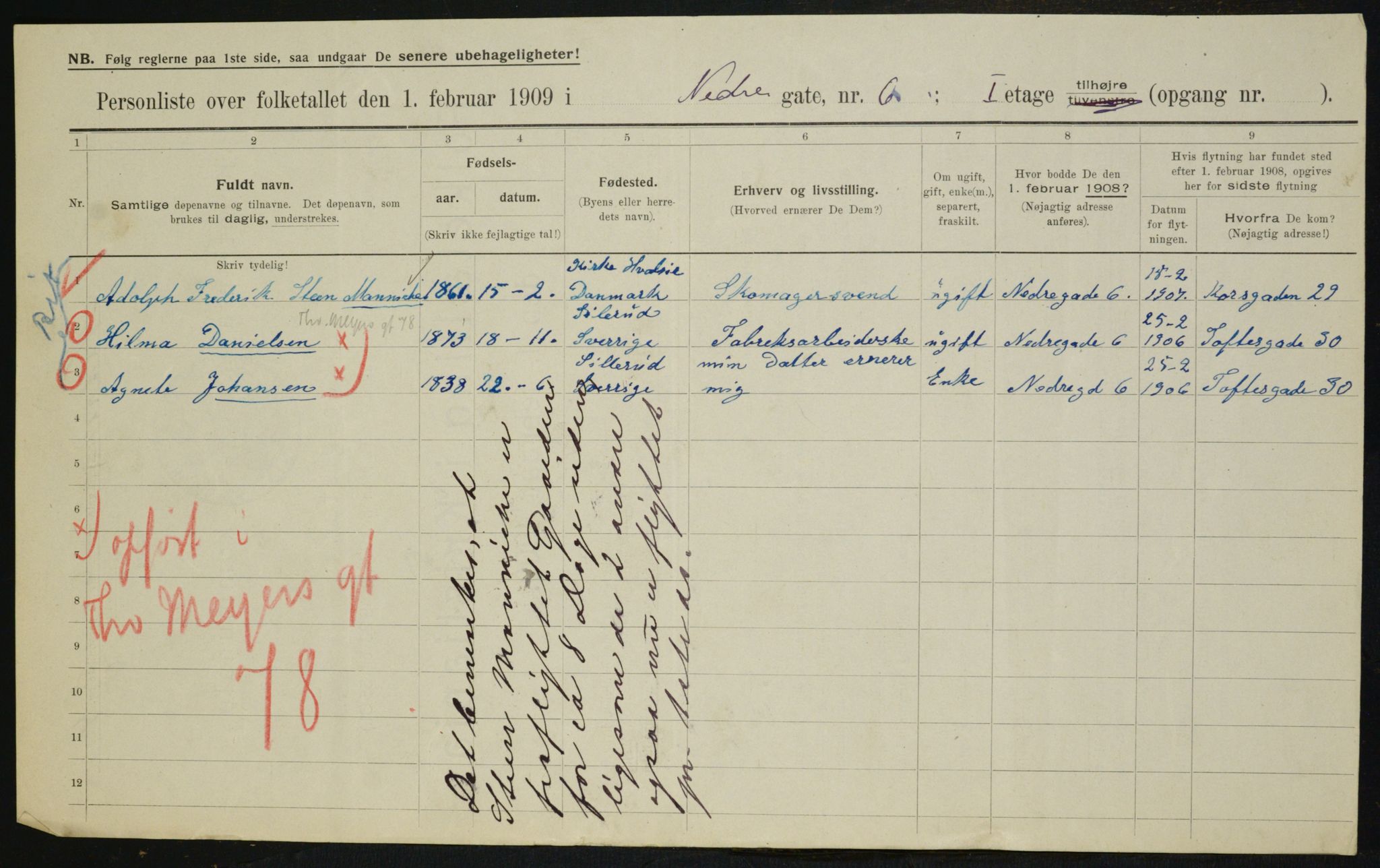 OBA, Municipal Census 1909 for Kristiania, 1909, p. 62711