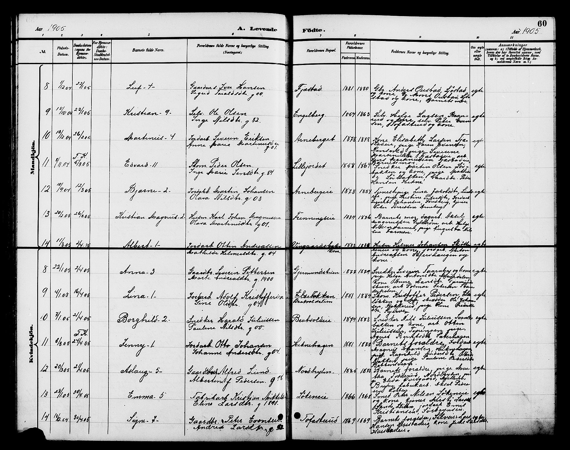 Romedal prestekontor, SAH/PREST-004/L/L0012: Parish register (copy) no. 12, 1896-1914, p. 60