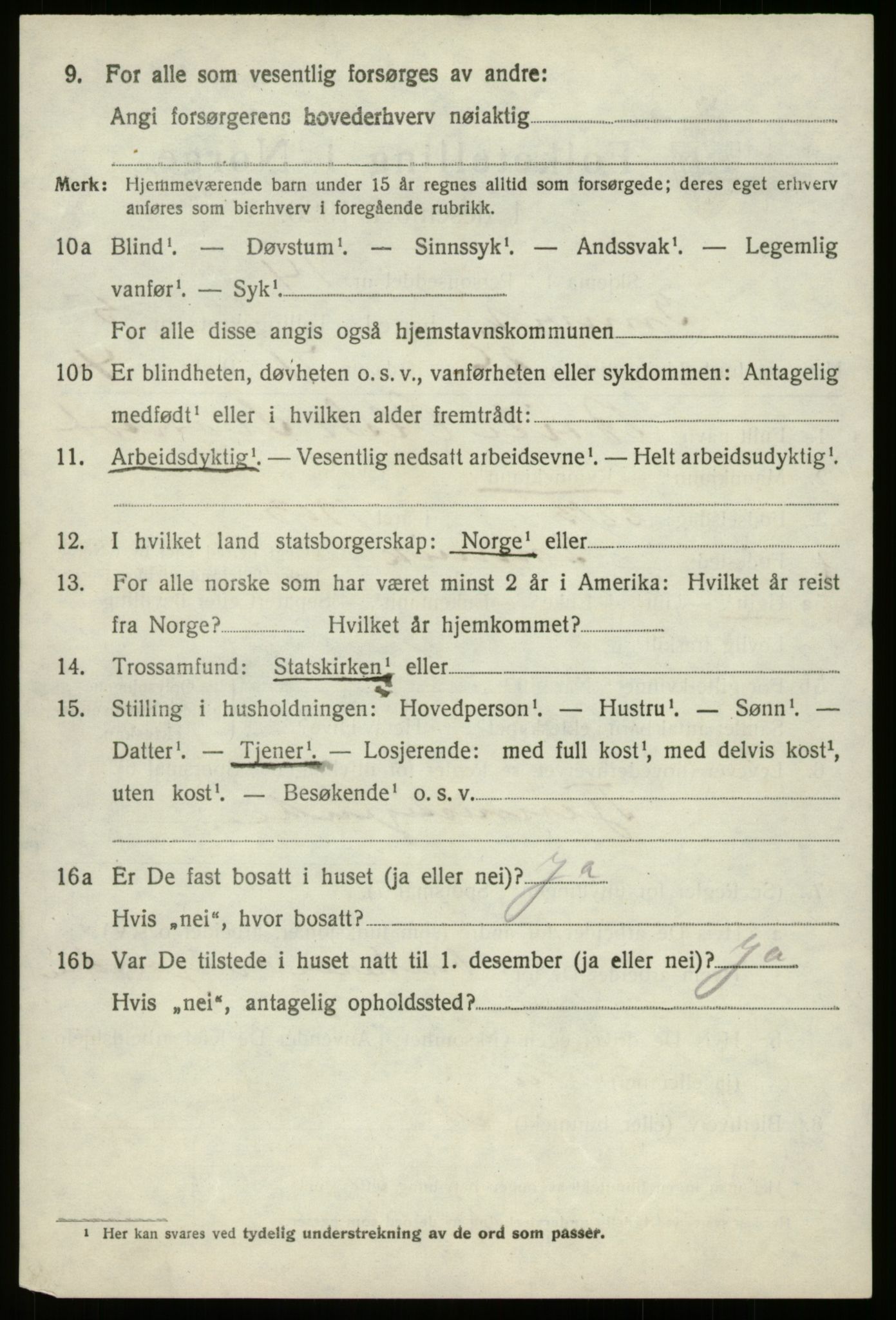 SAB, 1920 census for Innvik, 1920, p. 3010