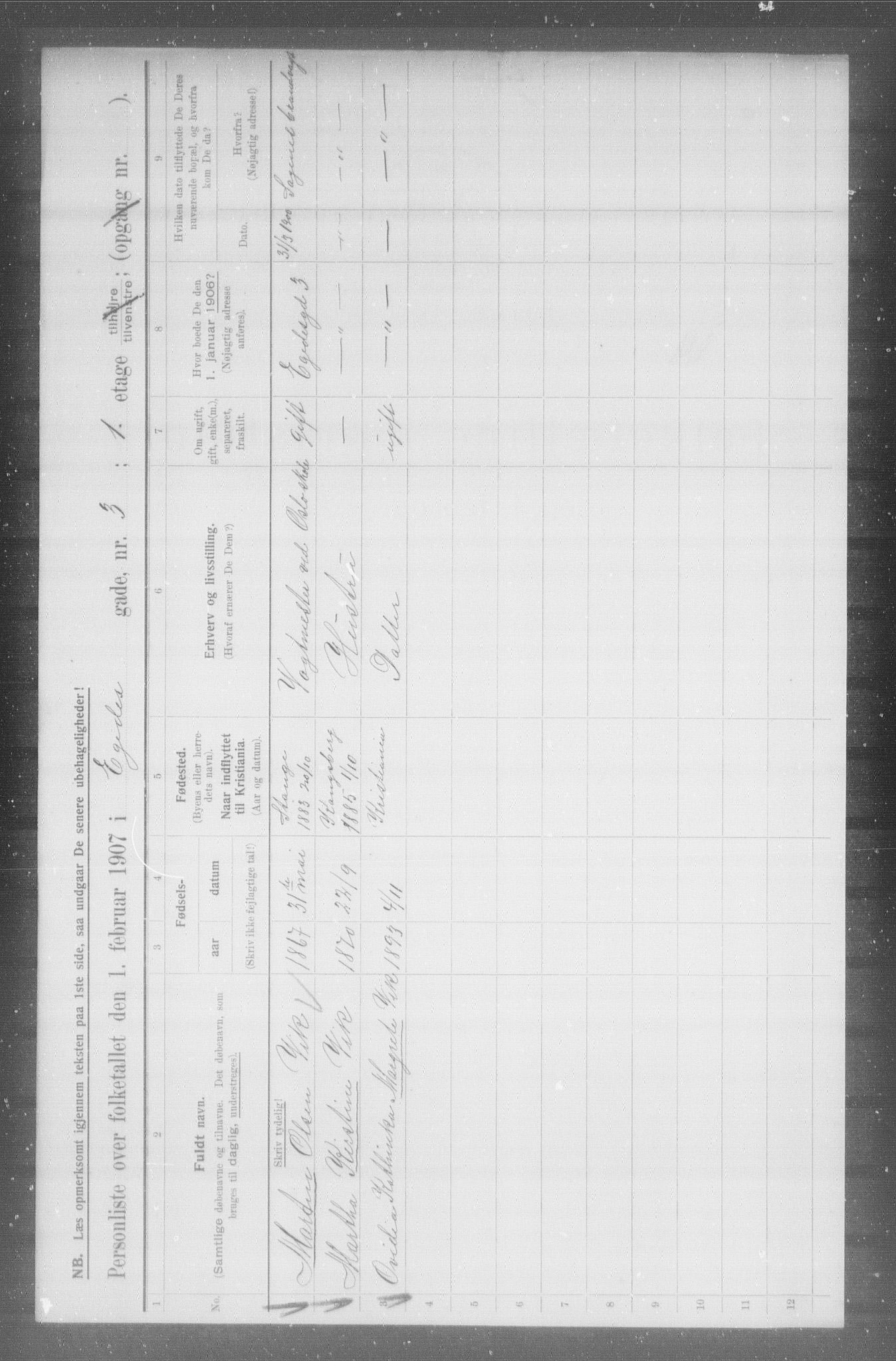 OBA, Municipal Census 1907 for Kristiania, 1907, p. 9551