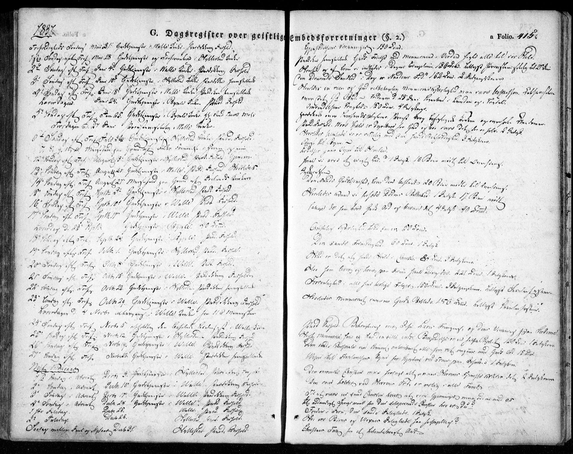 Valle sokneprestkontor, SAK/1111-0044/F/Fa/Fac/L0006: Parish register (official) no. A 6, 1831-1853, p. 415