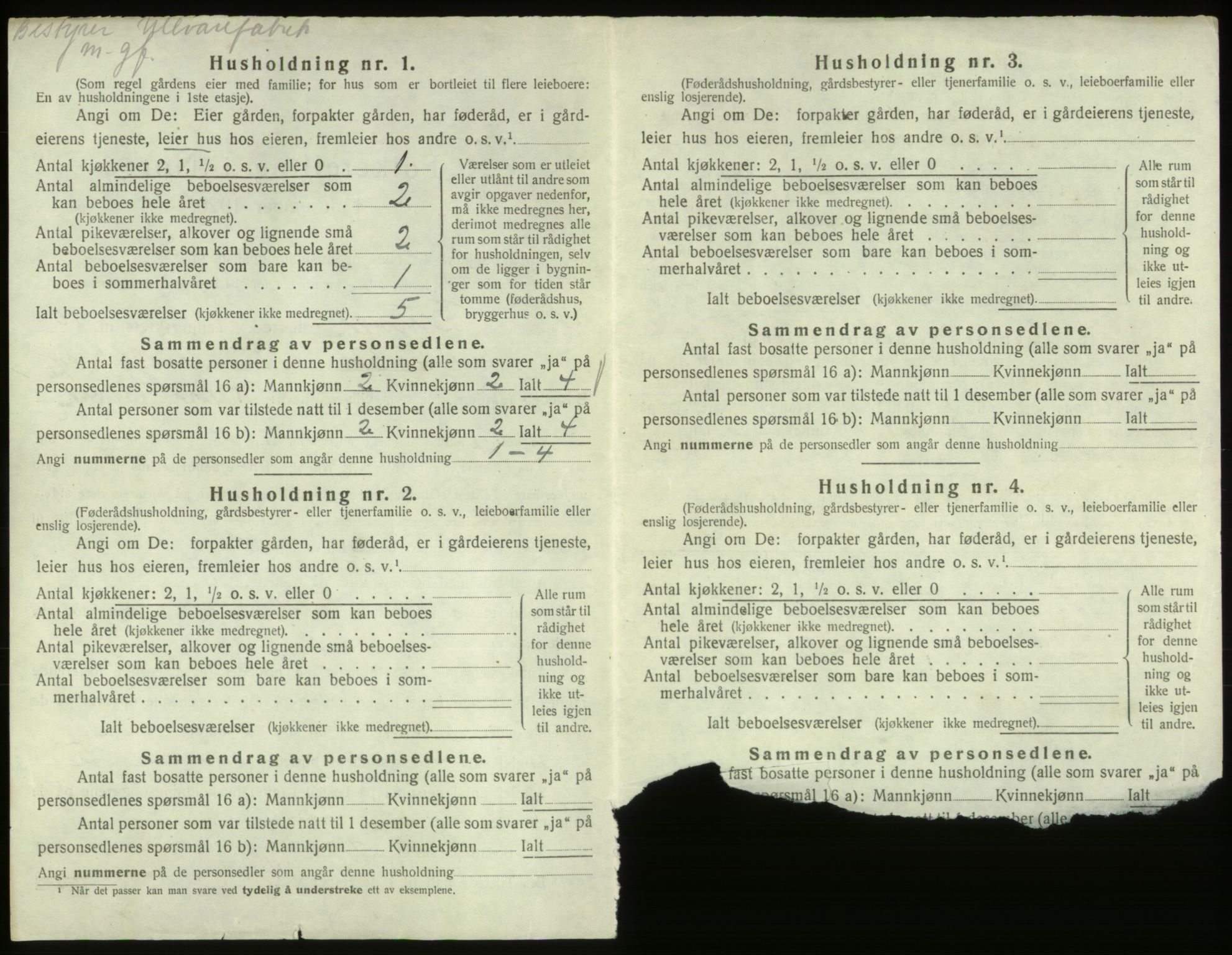 SAB, 1920 census for Bruvik, 1920, p. 821