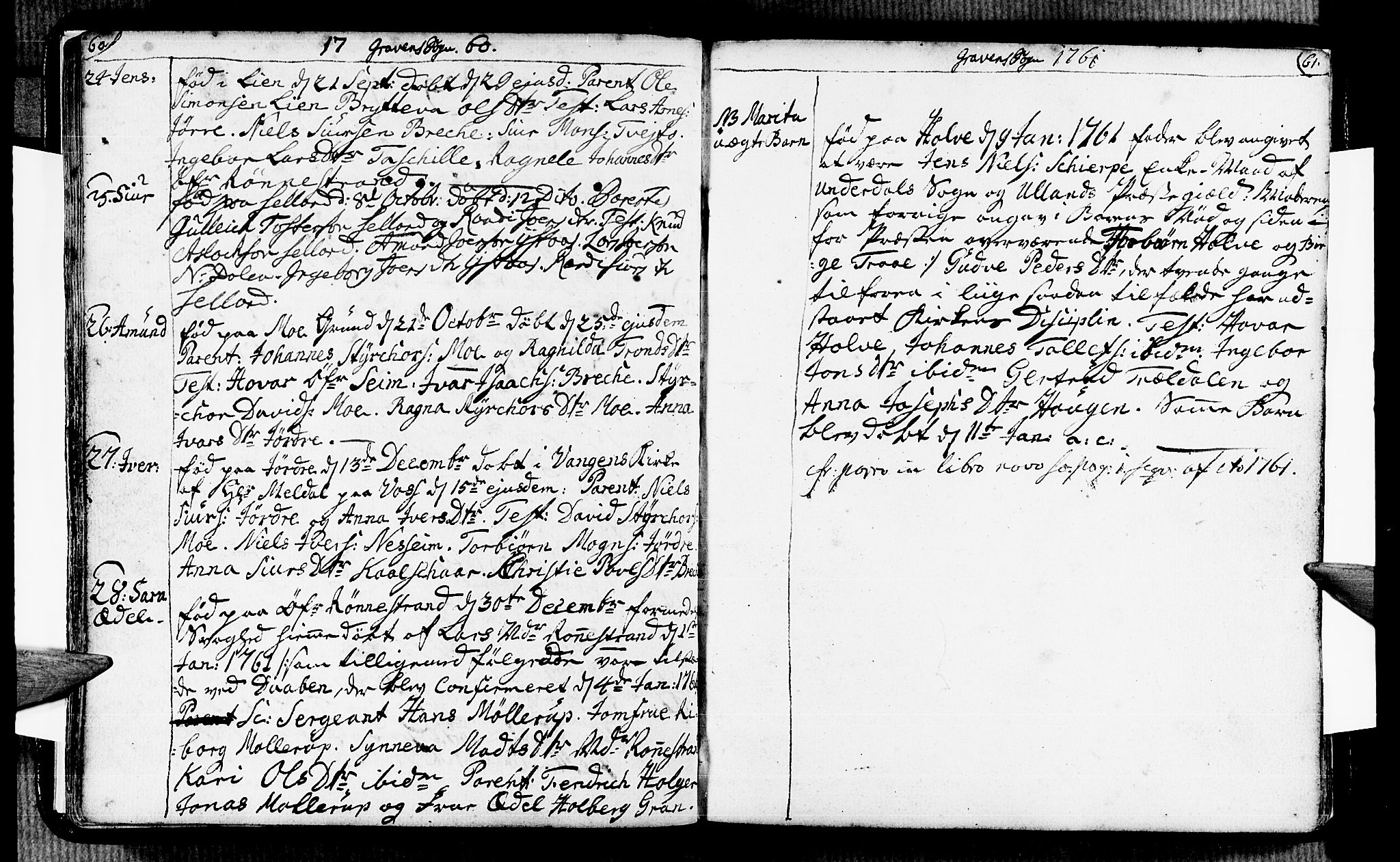 Ulvik sokneprestembete, SAB/A-78801/H/Haa: Parish register (official) no. A 6, 1743-1761, p. 60-61