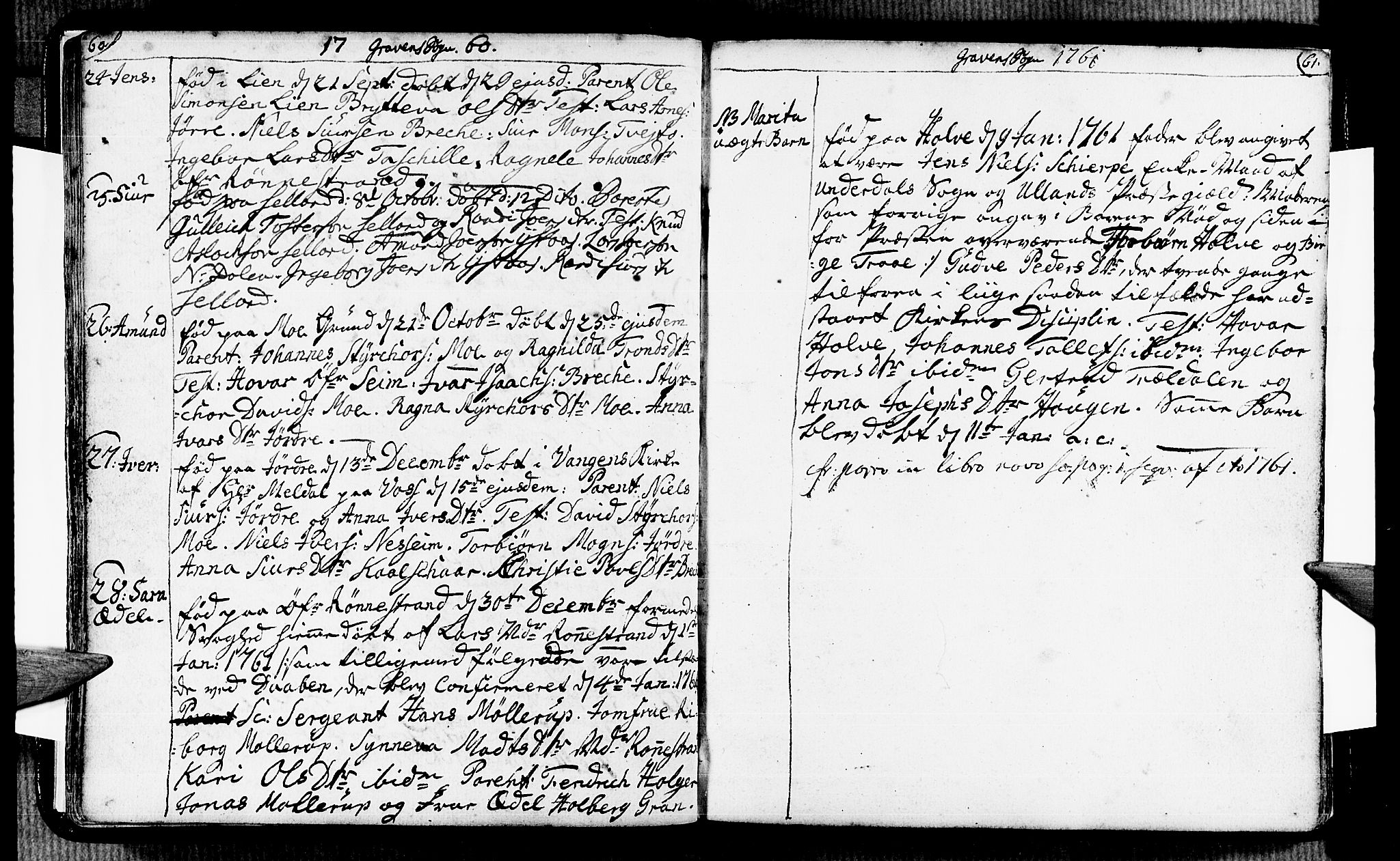 Ulvik sokneprestembete, AV/SAB-A-78801/H/Haa: Parish register (official) no. A 6, 1743-1761, p. 60-61