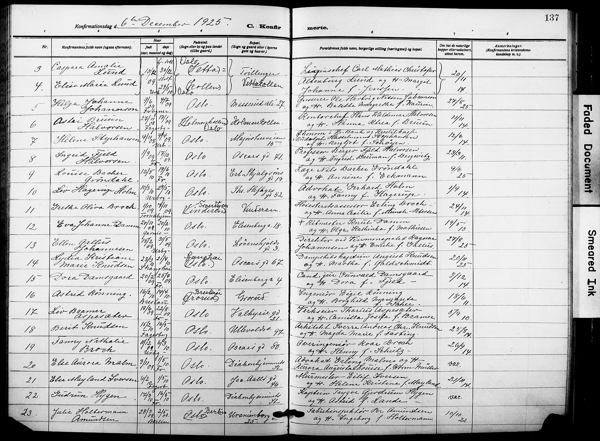 Garnisonsmenigheten Kirkebøker, AV/SAO-A-10846/F/Fa/L0016: Parish register (official) no. 16, 1922-1930, p. 137