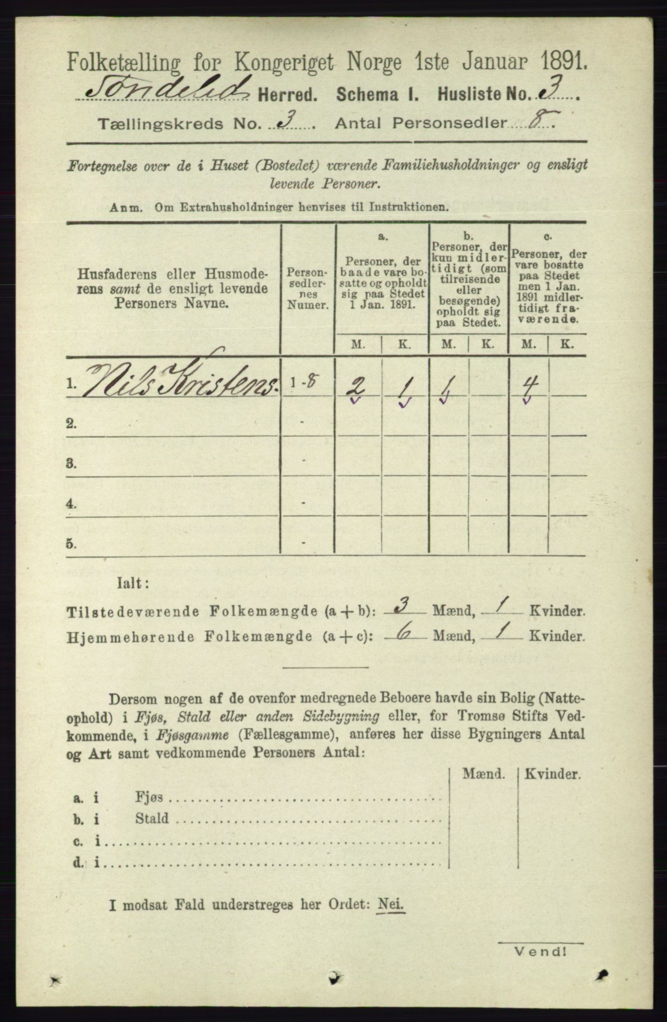 RA, 1891 census for 0913 Søndeled, 1891, p. 548