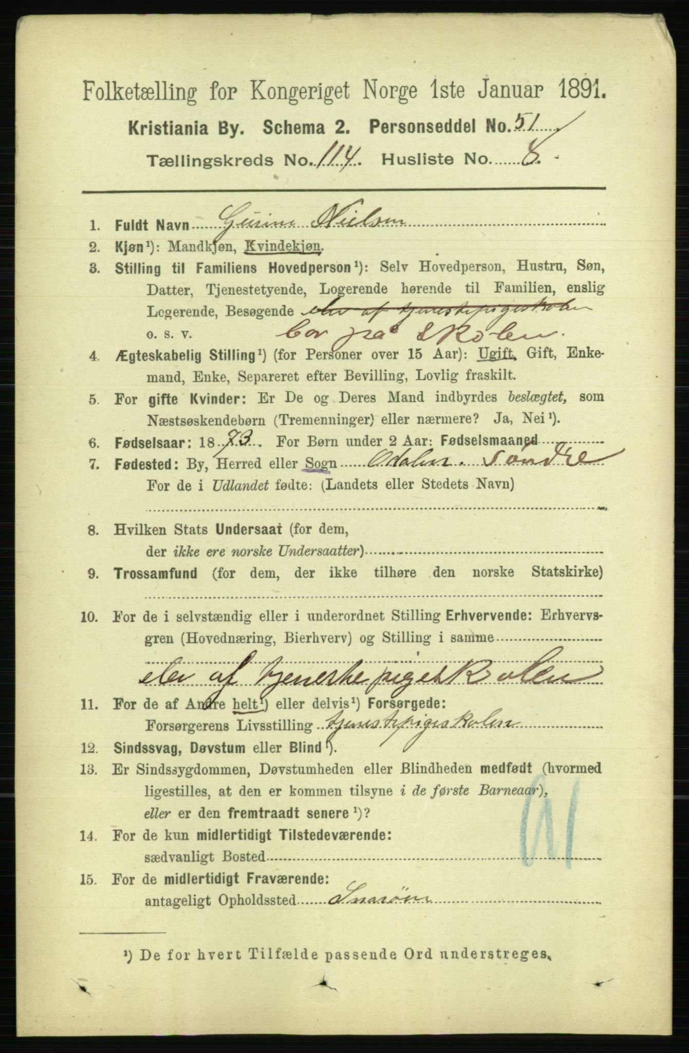 RA, 1891 census for 0301 Kristiania, 1891, p. 60994