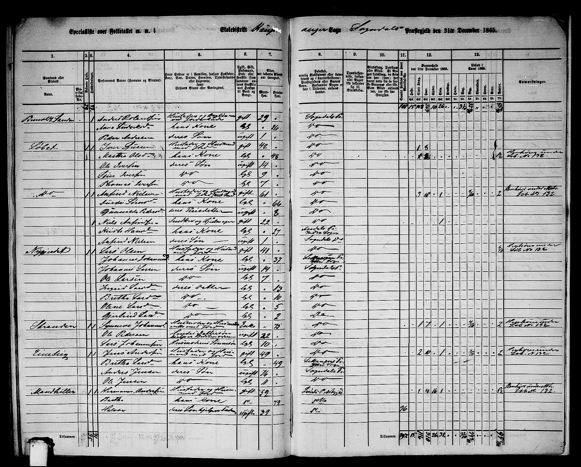 RA, 1865 census for Sogndal, 1865, p. 178