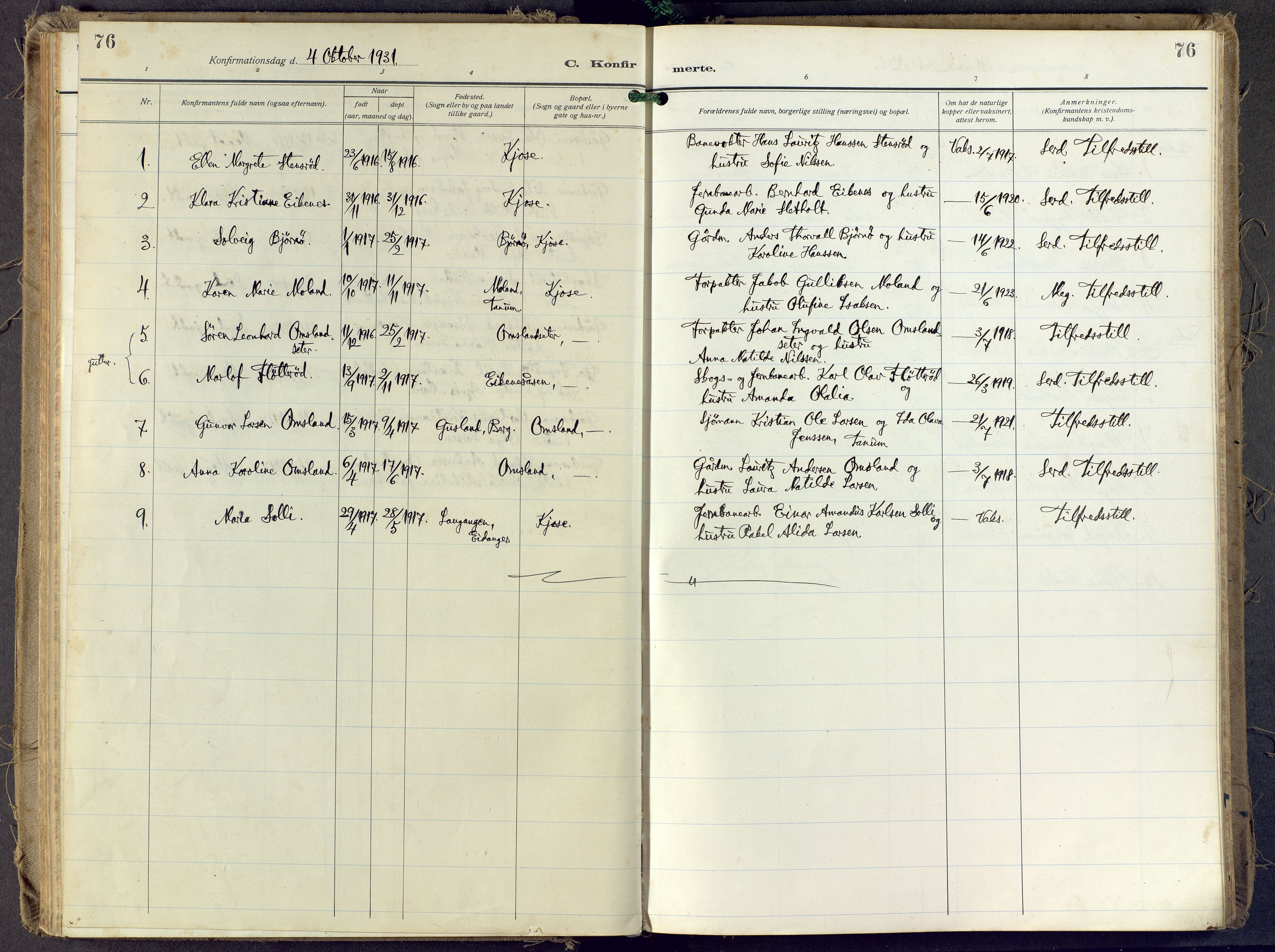 Brunlanes kirkebøker, AV/SAKO-A-342/F/Fd/L0002: Parish register (official) no. IV 2, 1918-1958, p. 76