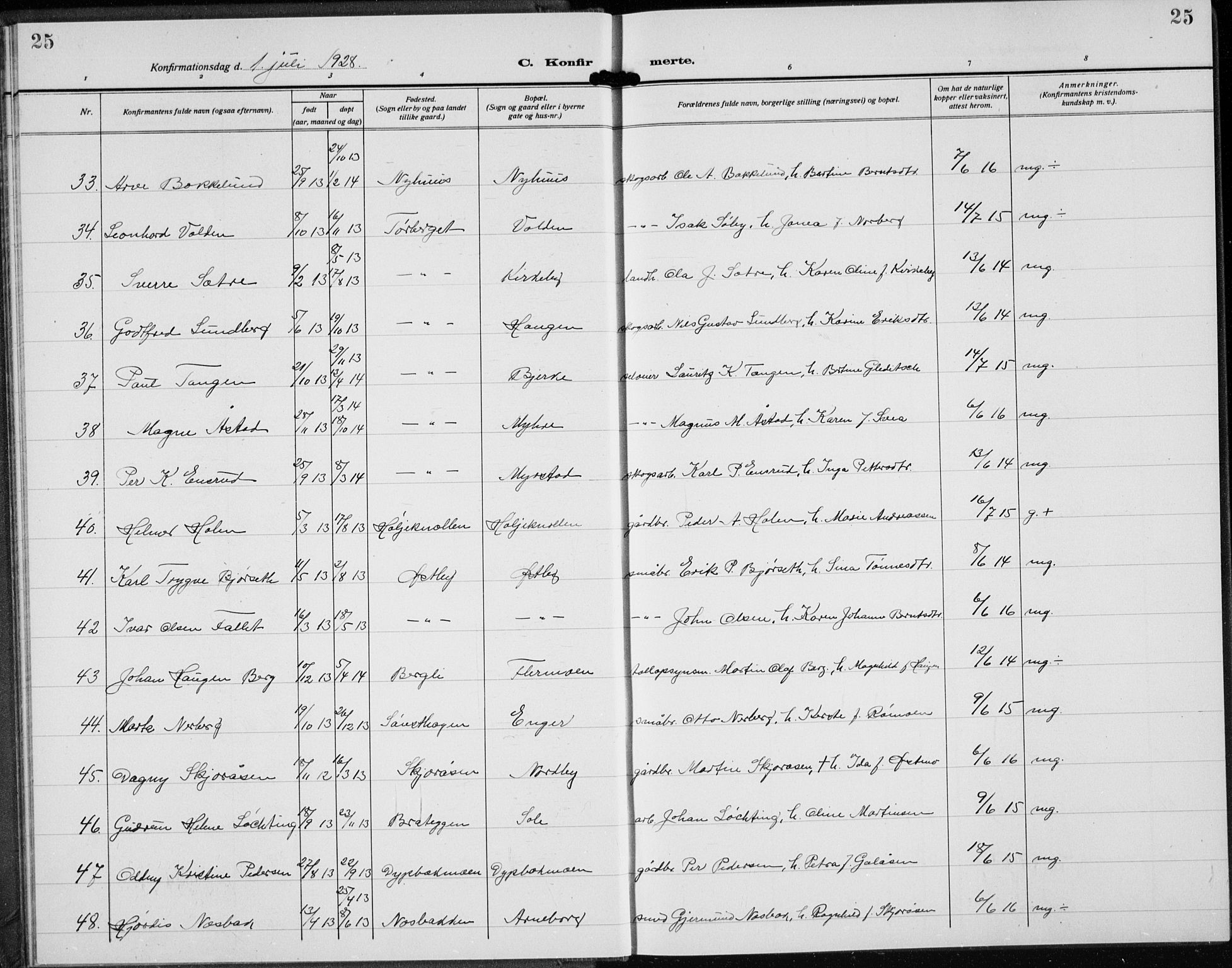 Trysil prestekontor, AV/SAH-PREST-046/H/Ha/Hab/L0010: Parish register (copy) no. 10, 1917-1937, p. 25