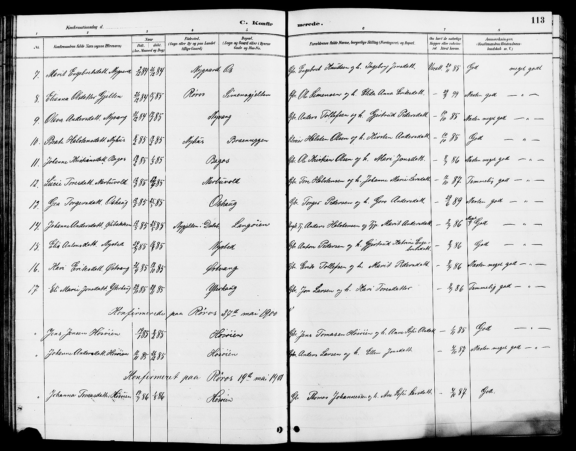 Tolga prestekontor, AV/SAH-PREST-062/L/L0008: Parish register (copy) no. 8, 1887-1912, p. 113