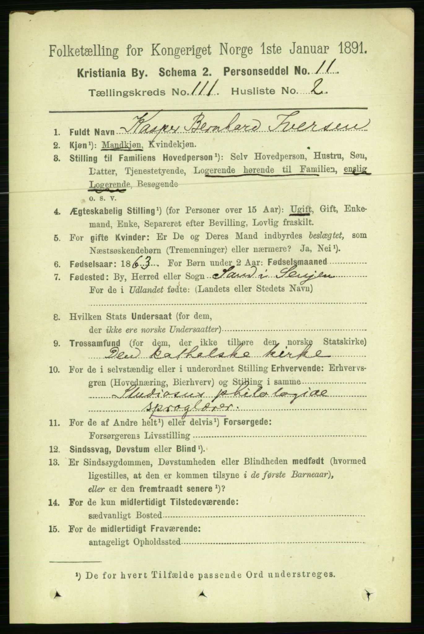 RA, 1891 census for 0301 Kristiania, 1891, p. 57935