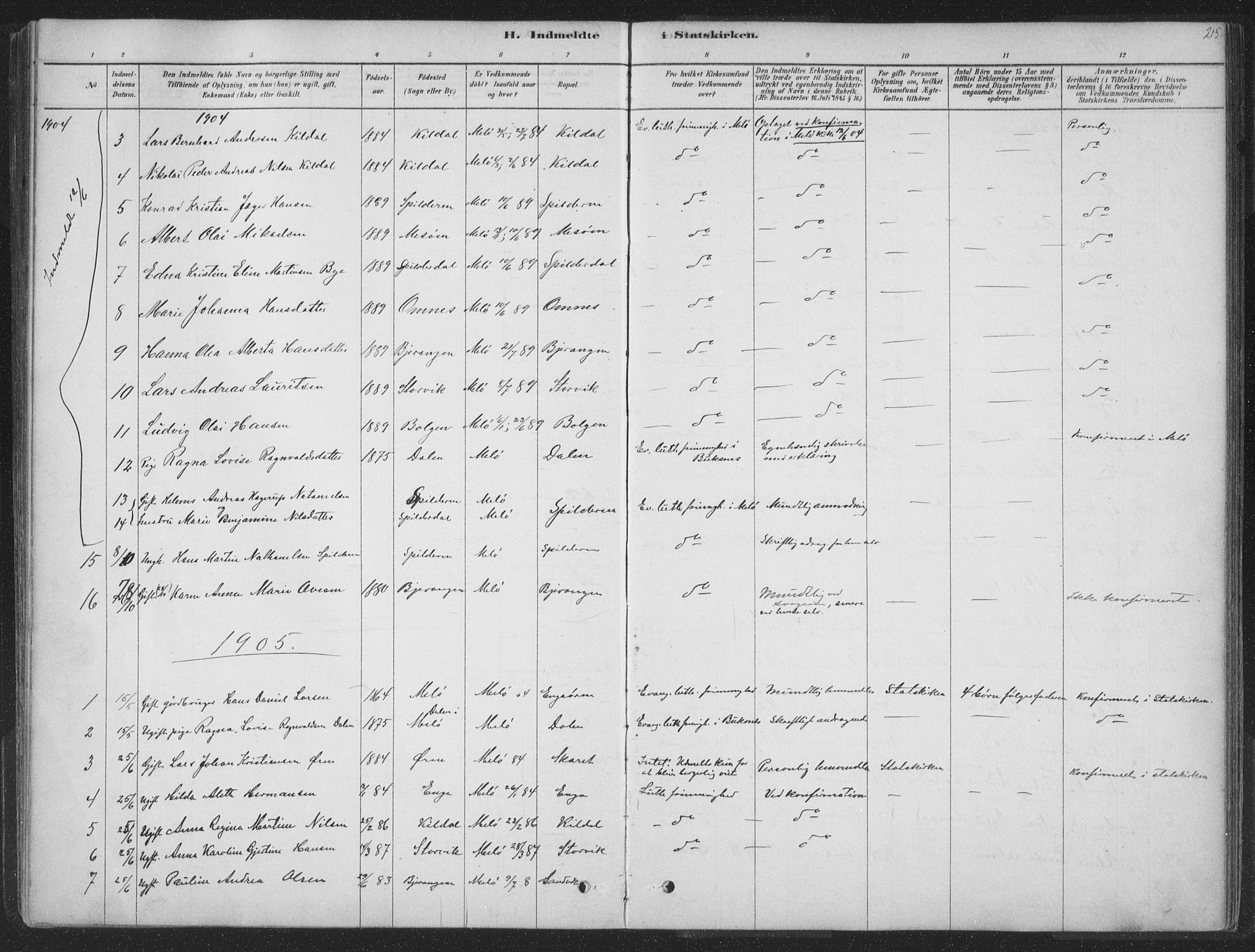 Ministerialprotokoller, klokkerbøker og fødselsregistre - Nordland, SAT/A-1459/843/L0627: Parish register (official) no. 843A02, 1878-1908, p. 215