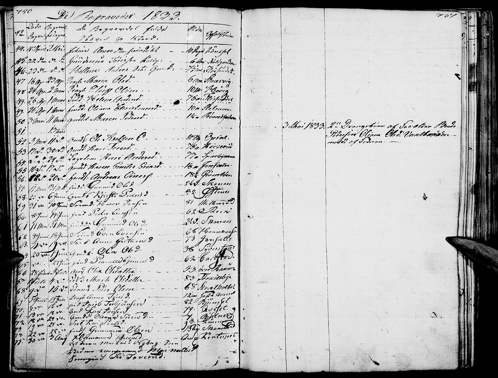 Hof prestekontor, SAH/PREST-038/H/Ha/Haa/L0006: Parish register (official) no. 6, 1822-1841, p. 750-751