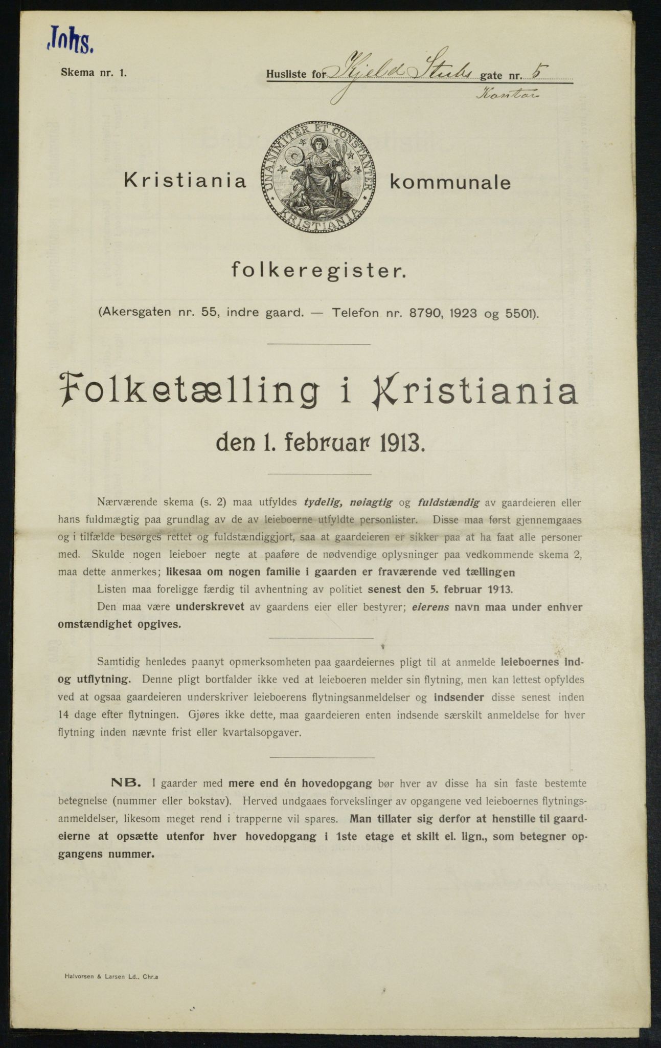 OBA, Municipal Census 1913 for Kristiania, 1913, p. 51225