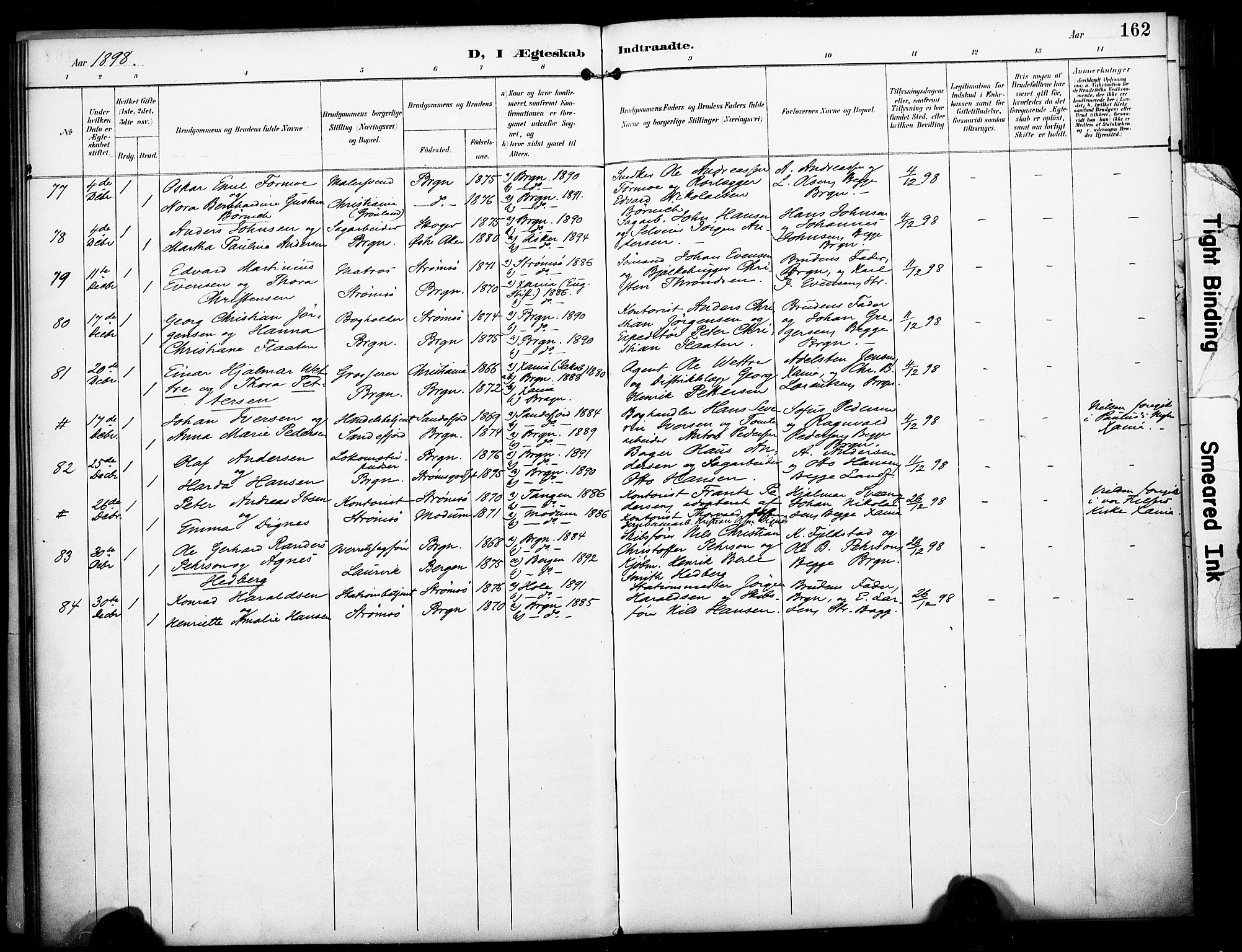 Bragernes kirkebøker, AV/SAKO-A-6/F/Fc/L0006: Parish register (official) no. III 6, 1888-1899, p. 162