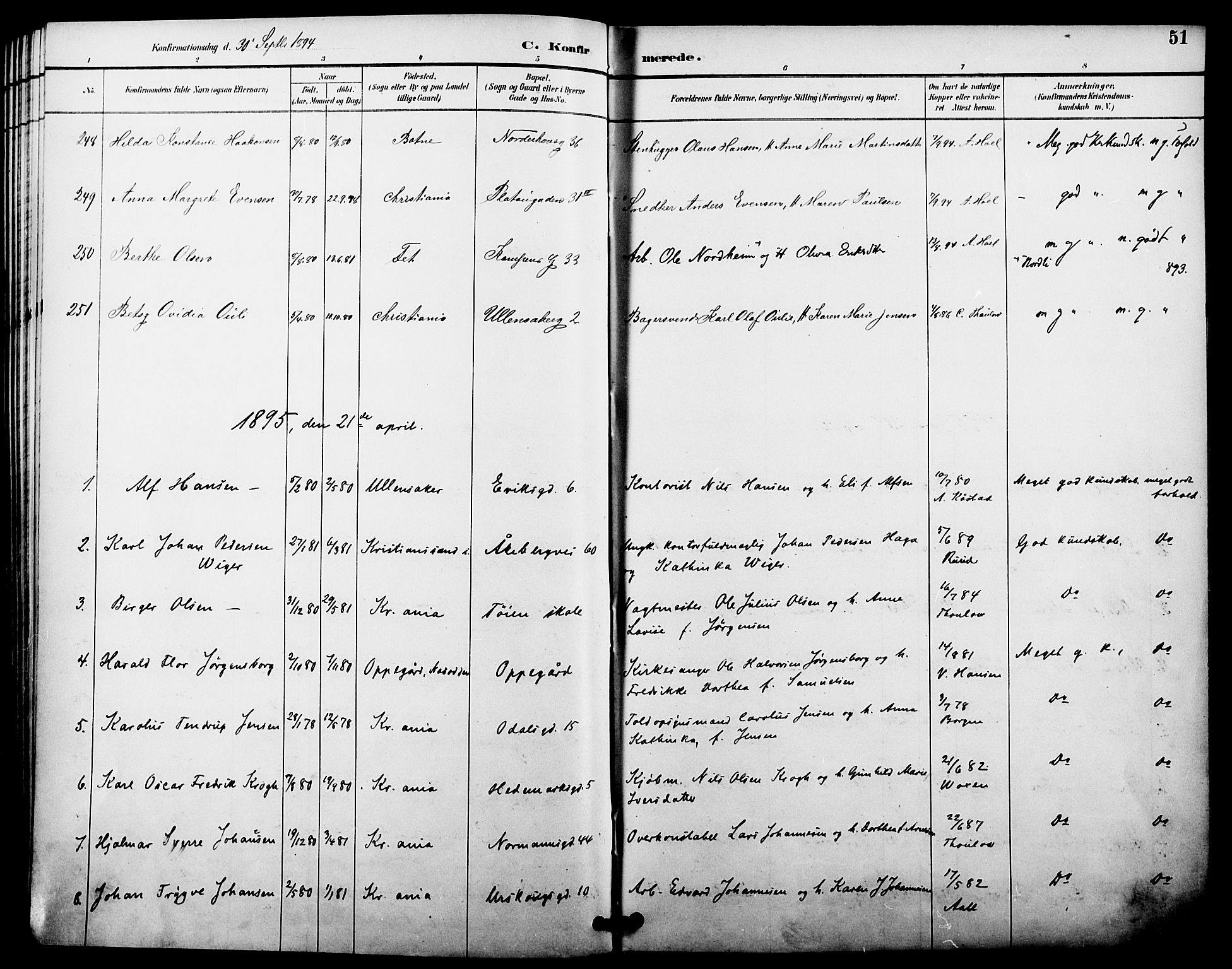 Kampen prestekontor Kirkebøker, AV/SAO-A-10853/F/Fa/L0008: Parish register (official) no. I 8, 1892-1902, p. 51