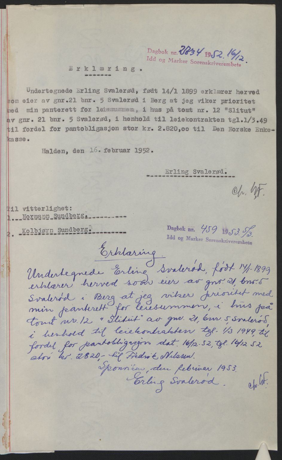 Idd og Marker sorenskriveri, AV/SAO-A-10283/G/Gb/Gbb/L0011: Mortgage book no. A11, 1948-1949, Diary no: : 2737/1952