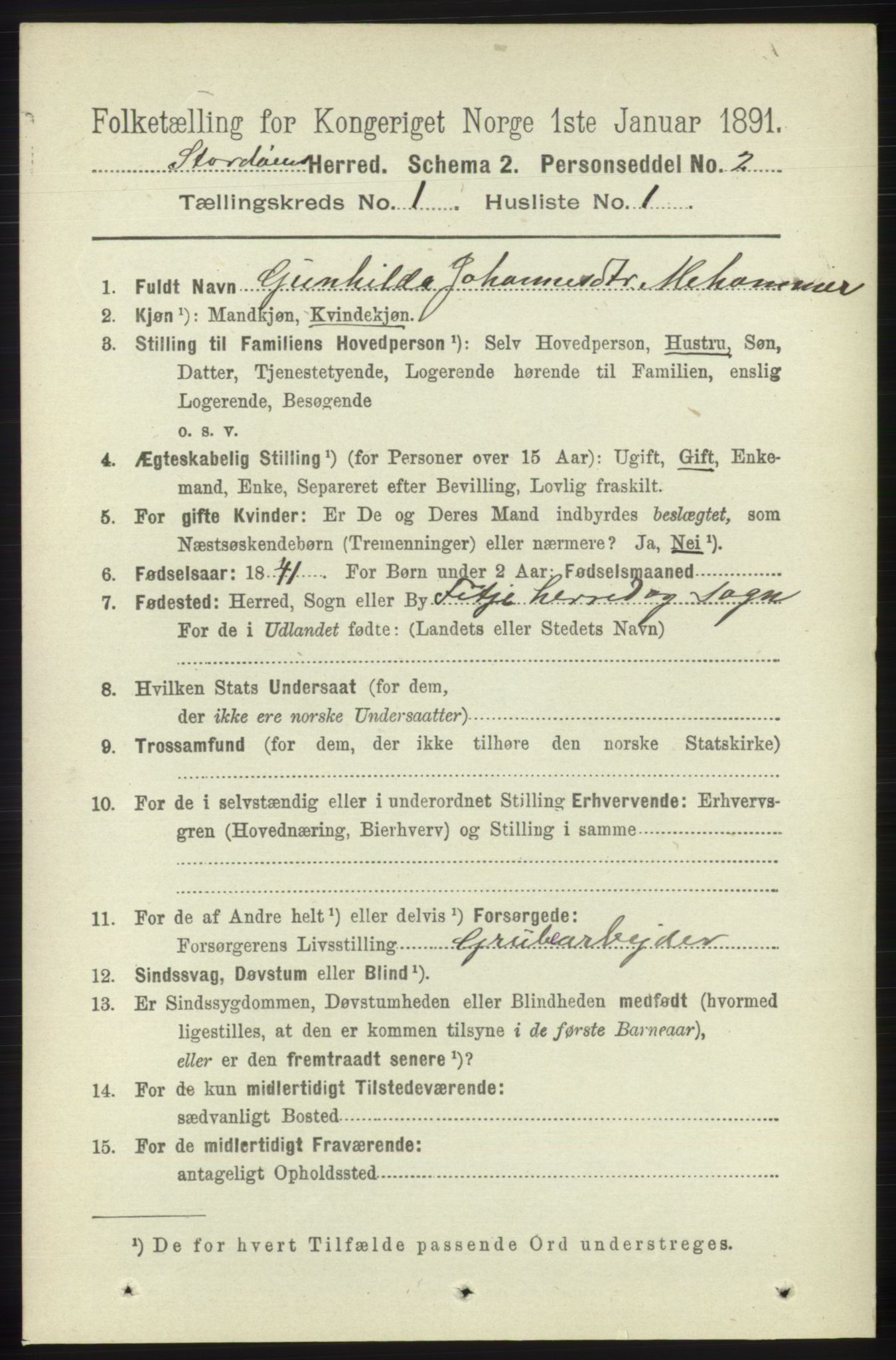 RA, 1891 census for 1221 Stord, 1891, p. 48