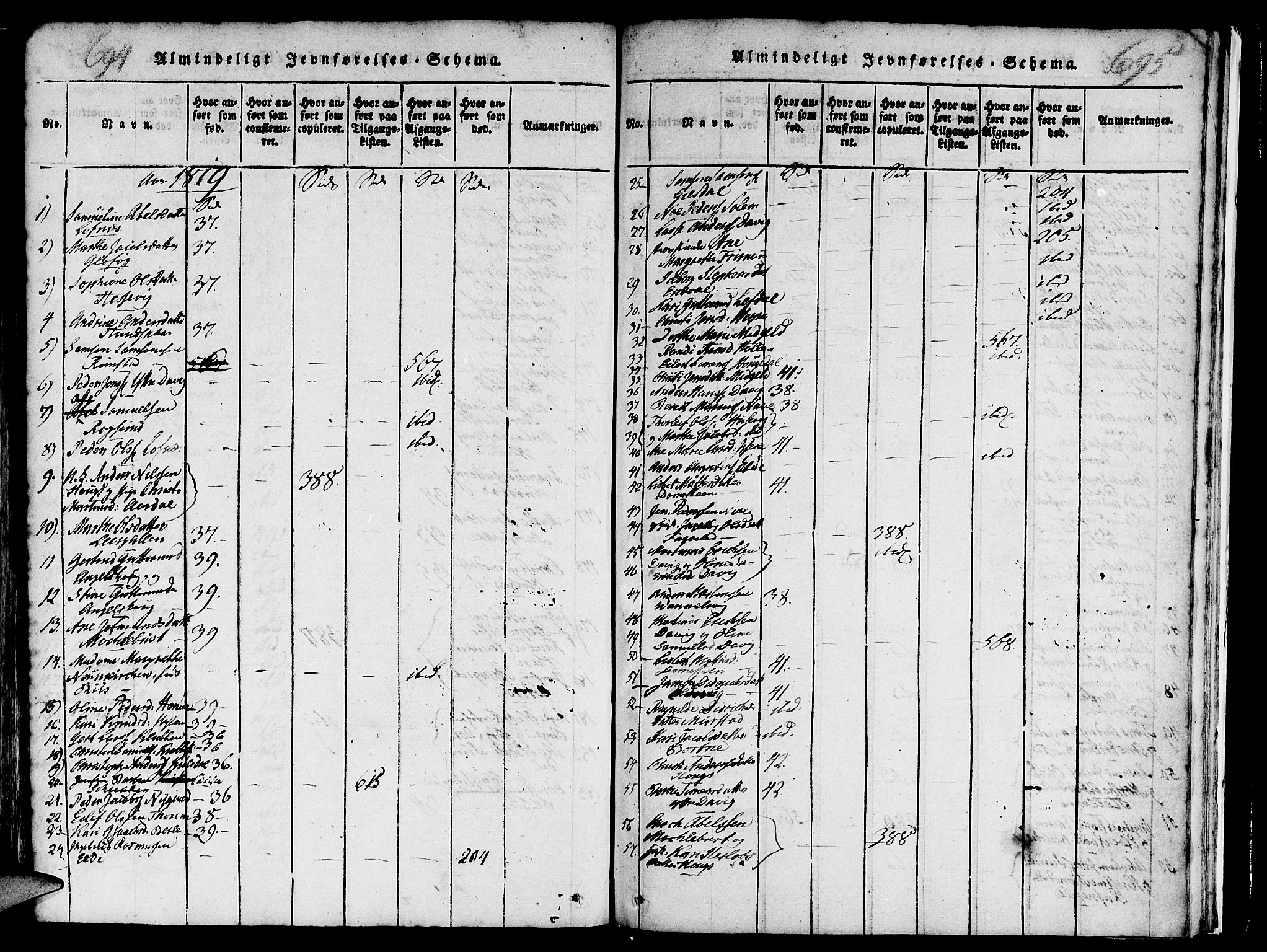 Davik sokneprestembete, AV/SAB-A-79701/H/Haa/Haaa/L0003: Parish register (official) no. A 3, 1816-1830, p. 694-695