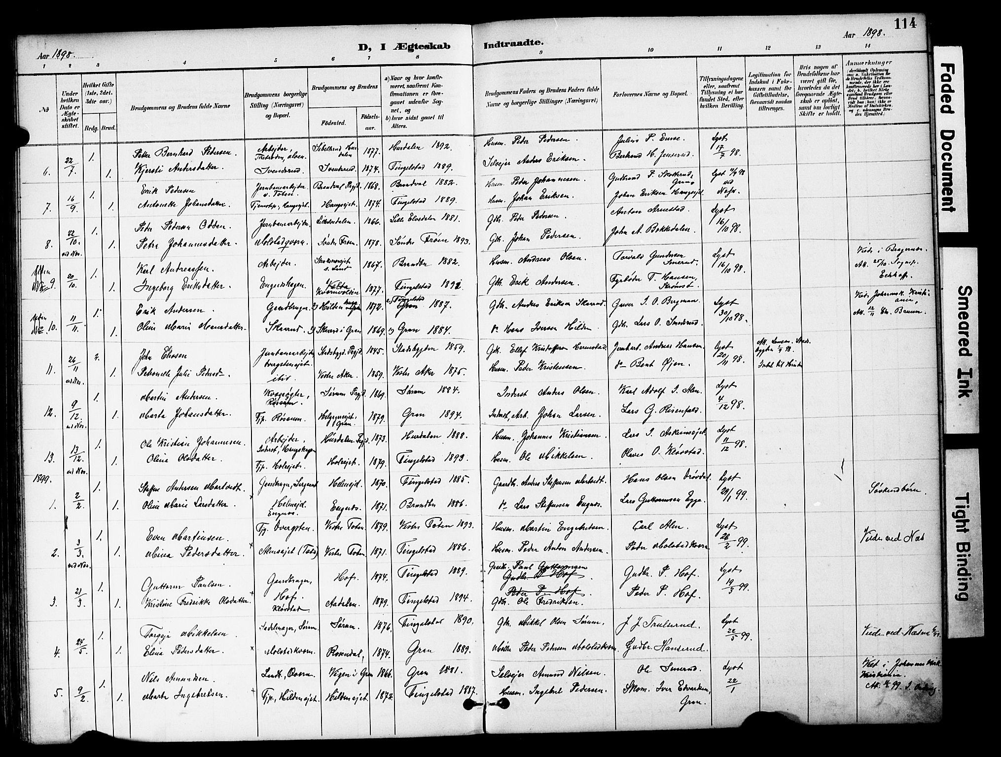 Brandbu prestekontor, SAH/PREST-114/H/Ha/Hab/L0006: Parish register (copy) no. 6, 1893-1902, p. 114