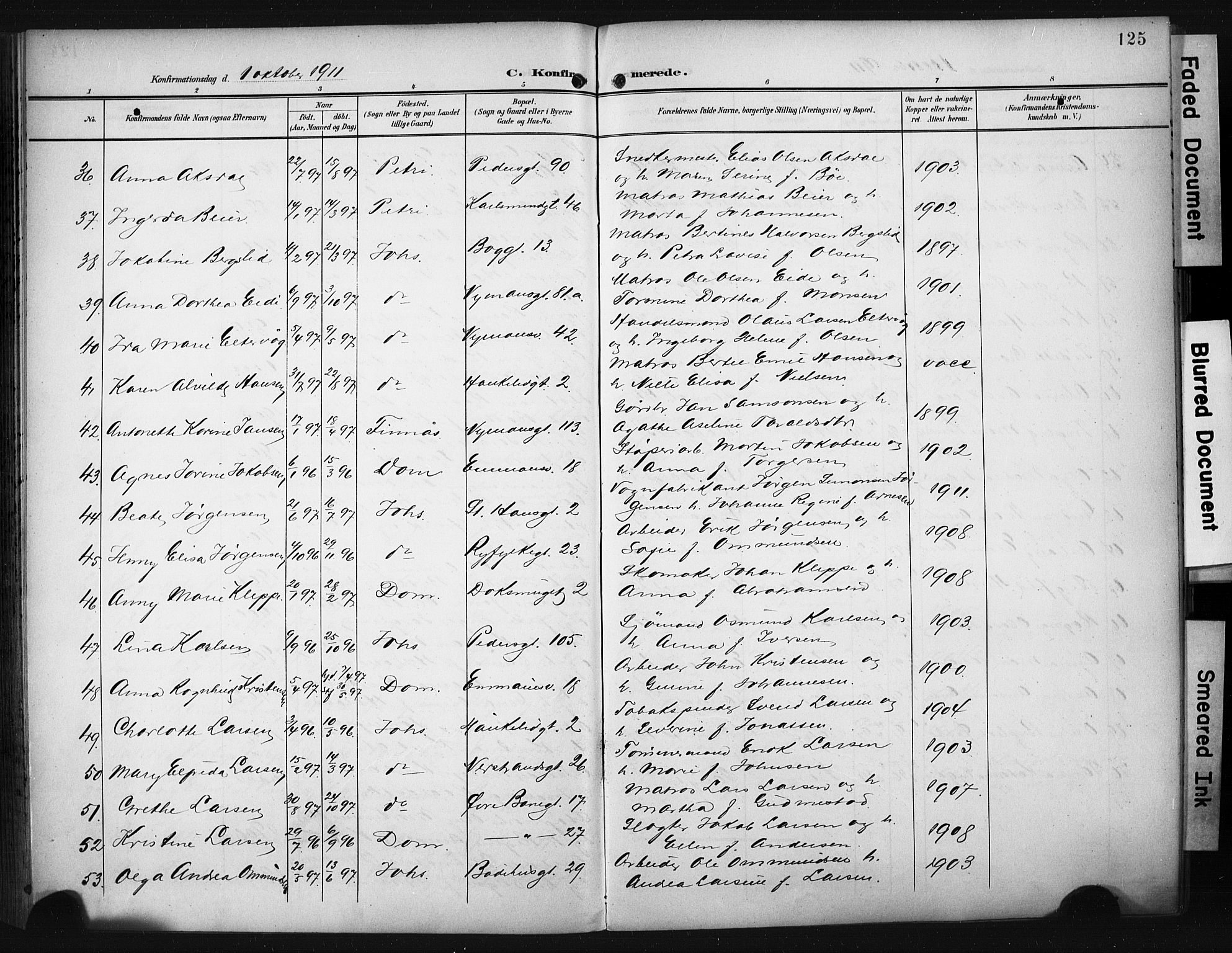 St. Johannes sokneprestkontor, AV/SAST-A-101814/001/30/30BA/L0006: Parish register (official) no. A 6, 1899-1916, p. 125