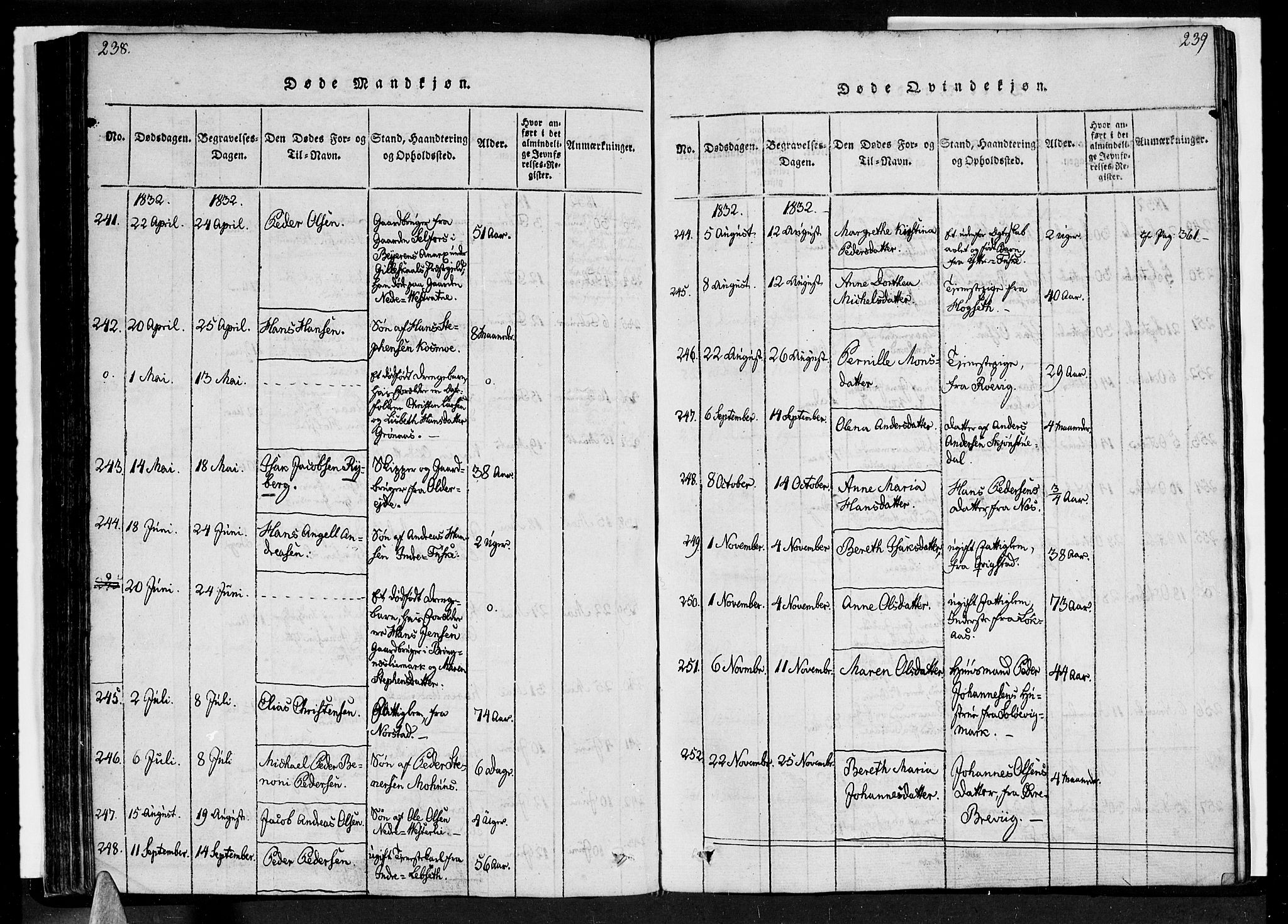 Ministerialprotokoller, klokkerbøker og fødselsregistre - Nordland, SAT/A-1459/852/L0736: Parish register (official) no. 852A06, 1820-1833, p. 238-239