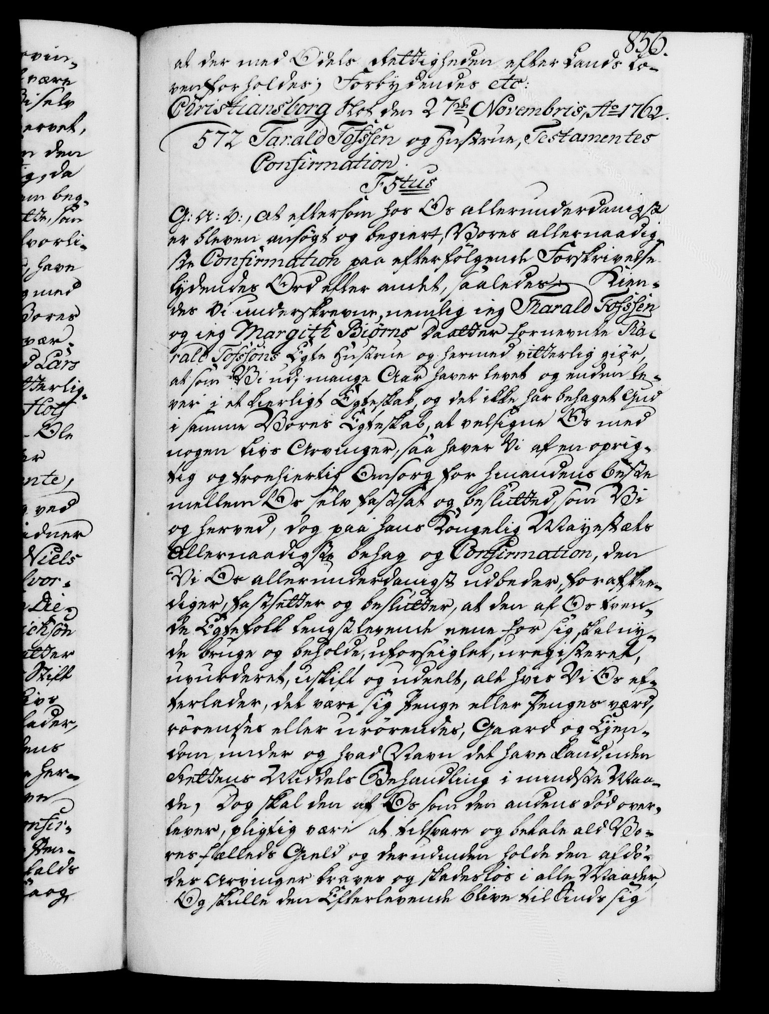 Danske Kanselli 1572-1799, AV/RA-EA-3023/F/Fc/Fca/Fcaa/L0041: Norske registre, 1760-1762, p. 856a