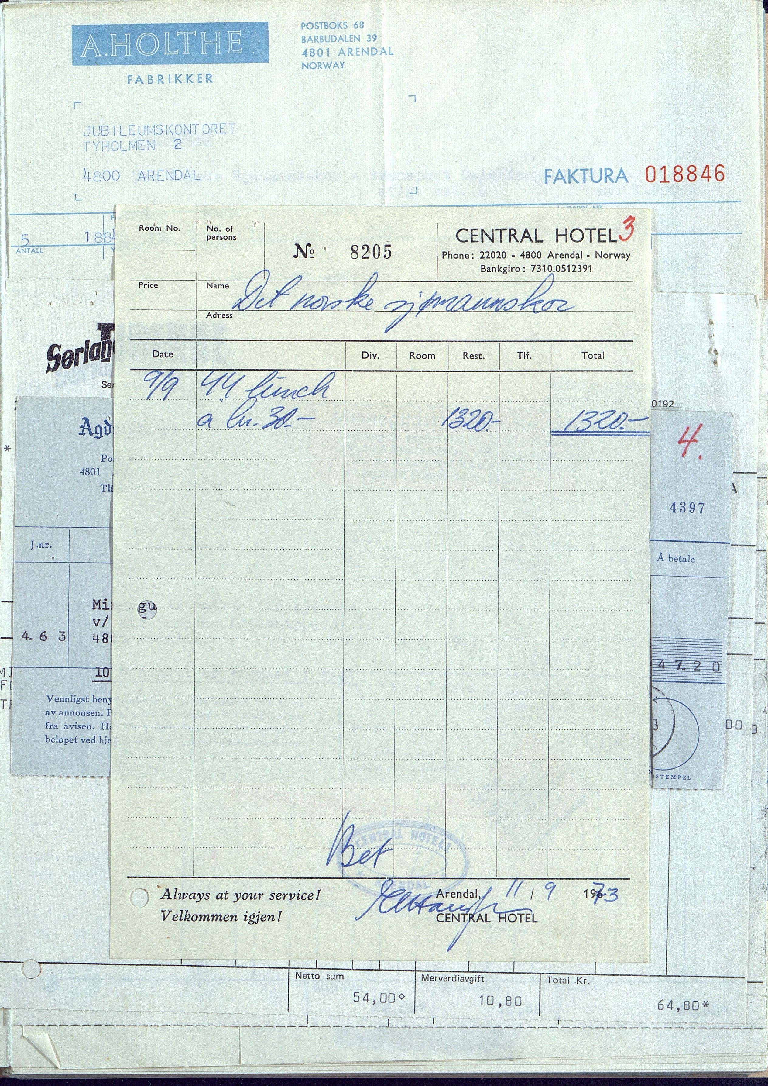 Byjubileet i Arendal 1973 , AAKS/KA0906-492a/E/E01/L0004: Spesielle arrangementer, 1971-1973