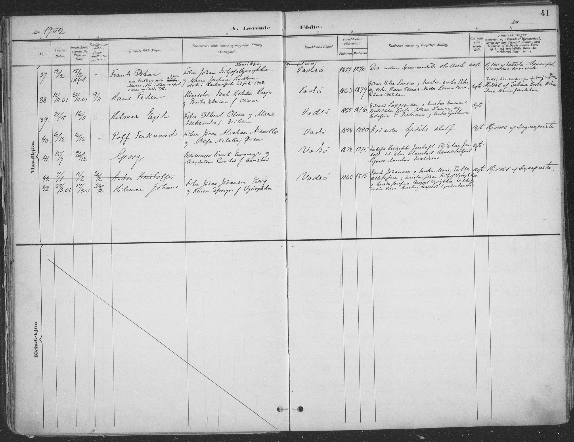 Vadsø sokneprestkontor, AV/SATØ-S-1325/H/Ha/L0007kirke: Parish register (official) no. 7, 1896-1916, p. 41