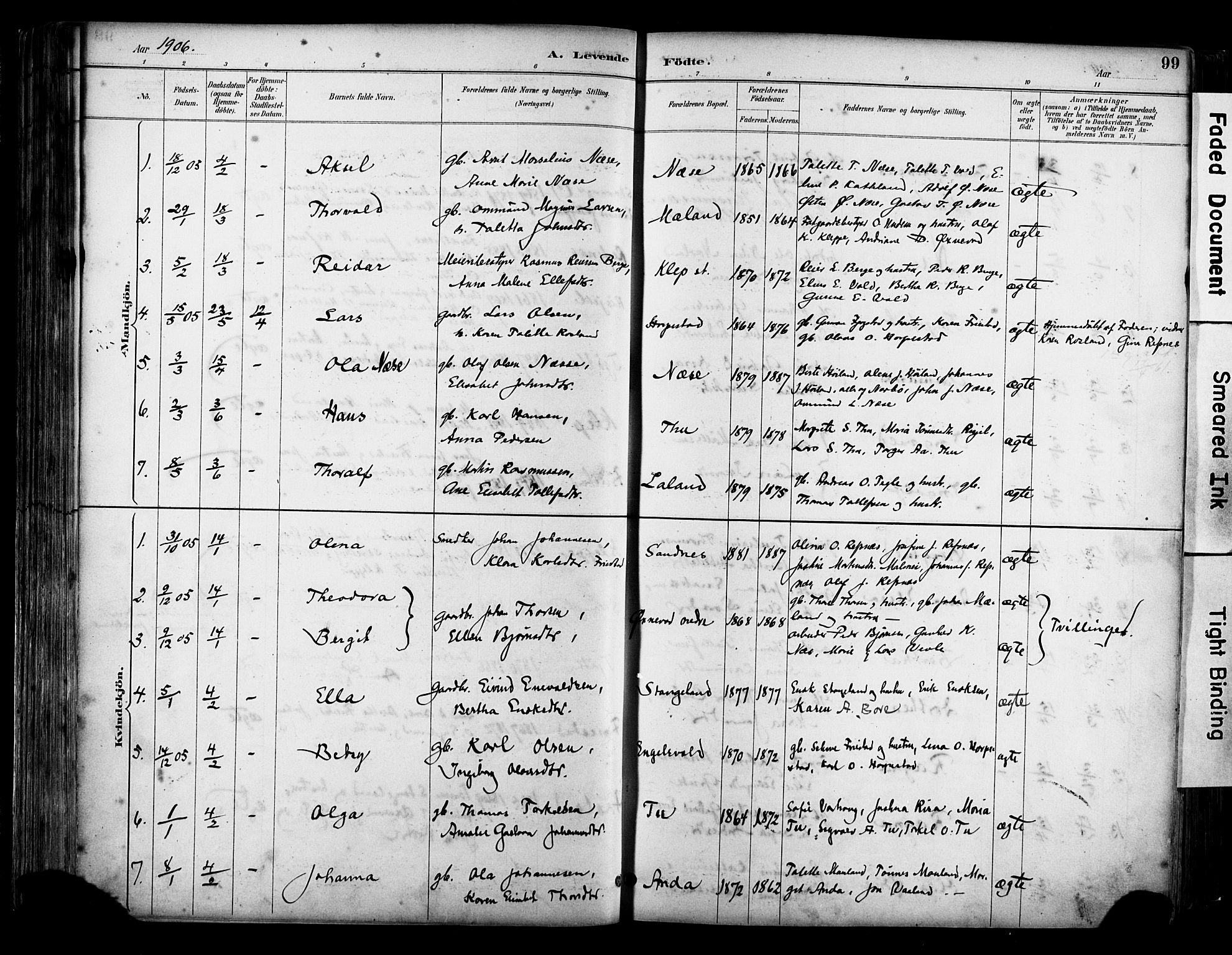 Klepp sokneprestkontor, AV/SAST-A-101803/001/3/30BA/L0009: Parish register (official) no. A 7, 1886-1915, p. 99