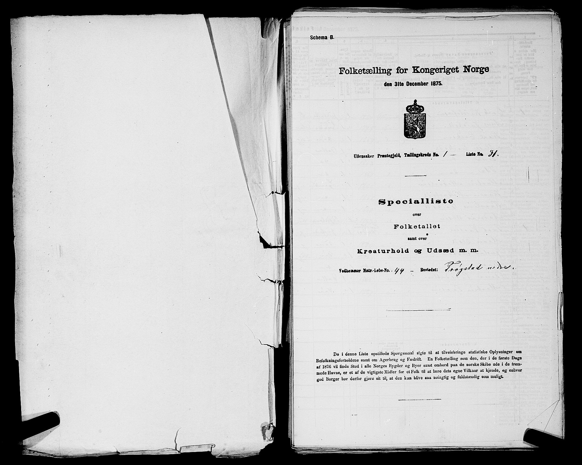 RA, 1875 census for 0235P Ullensaker, 1875, p. 51