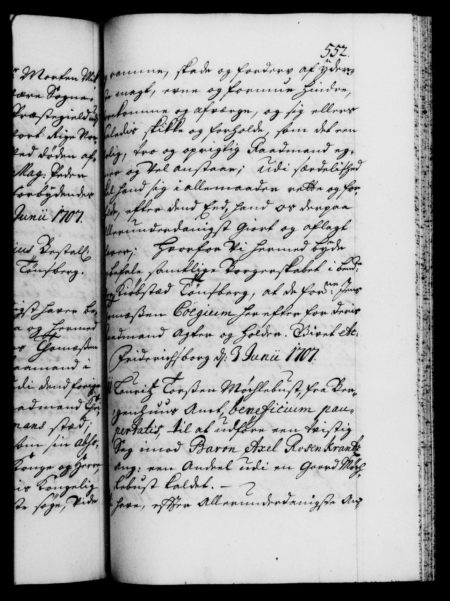 Danske Kanselli 1572-1799, AV/RA-EA-3023/F/Fc/Fca/Fcaa/L0019: Norske registre, 1704-1707, p. 552a