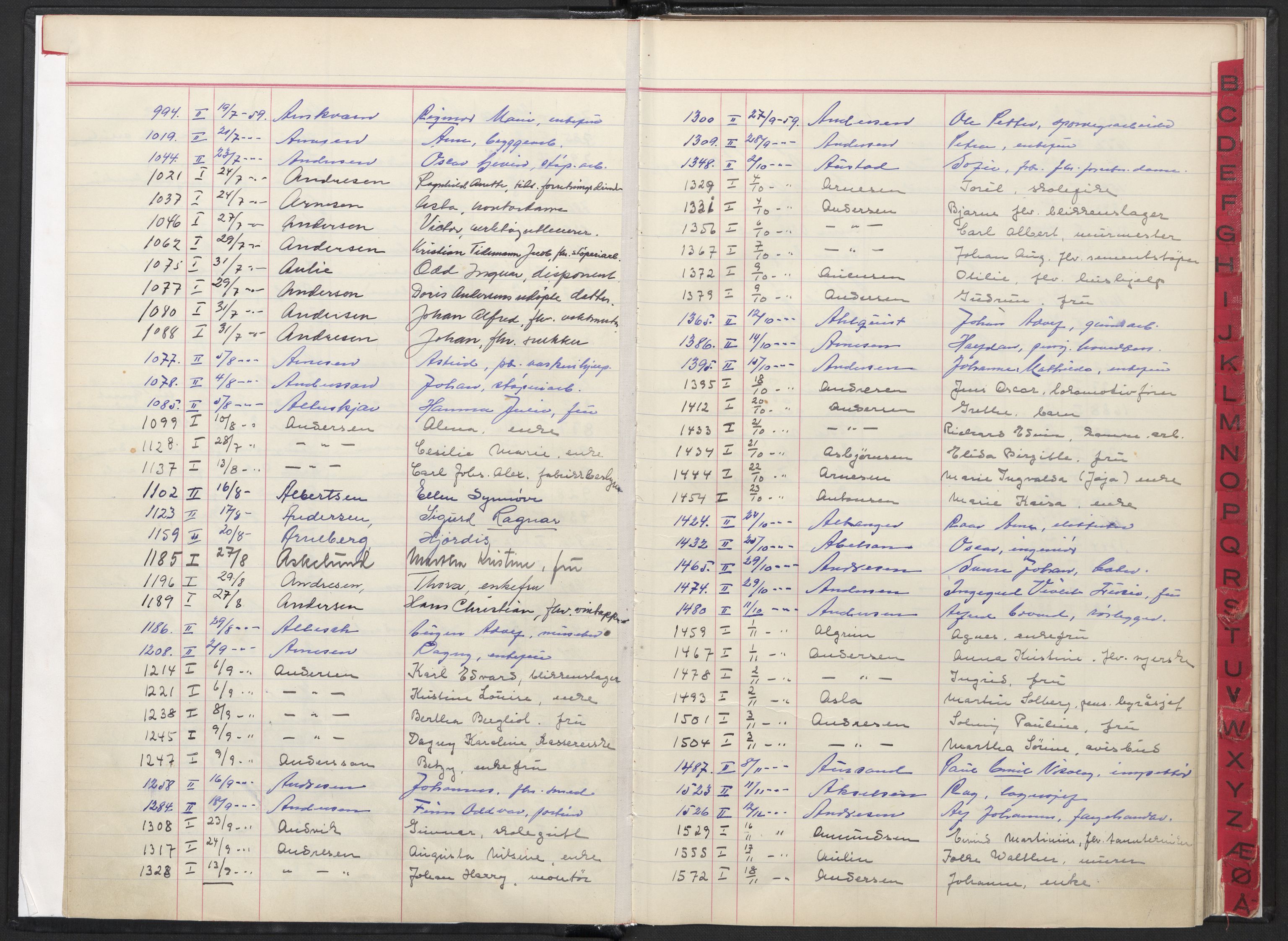 Oslo skifterett, AV/SAO-A-10383/F/Fa/Faa/L0059: Register til dødsfallsprotokollene, 1959