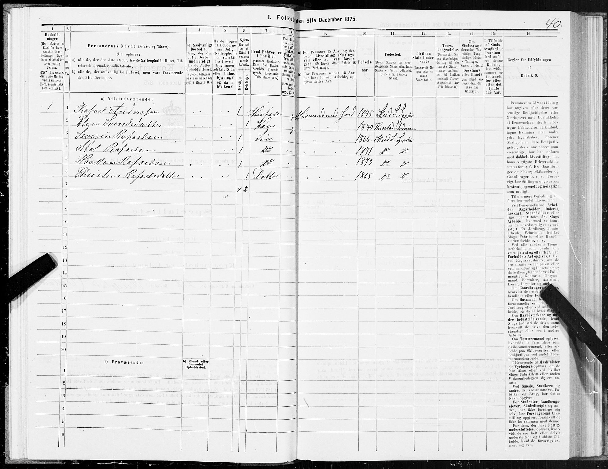 SAT, 1875 census for 1731P Sparbu, 1875, p. 5040