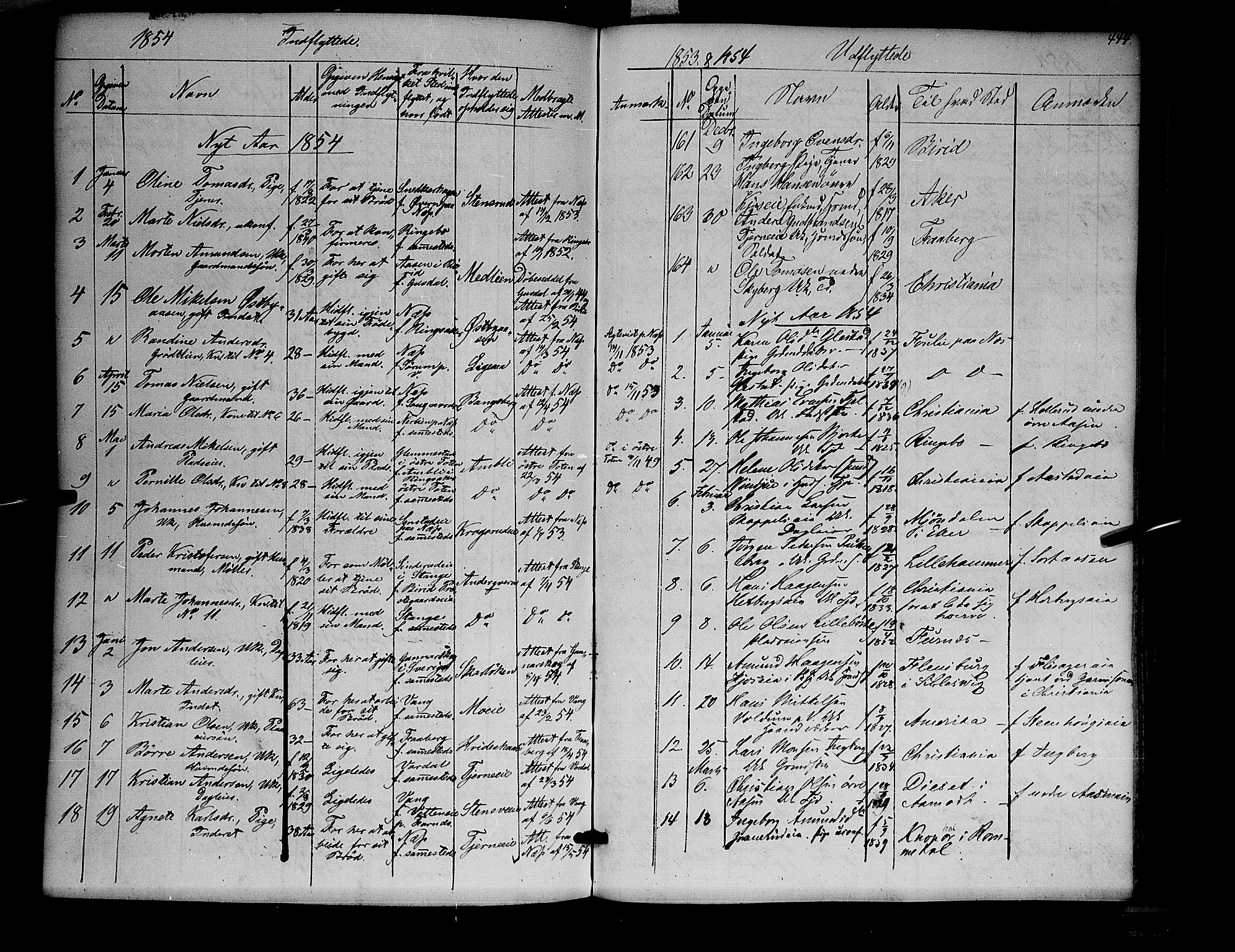 Ringsaker prestekontor, SAH/PREST-014/K/Ka/L0009: Parish register (official) no. 9, 1850-1860, p. 444