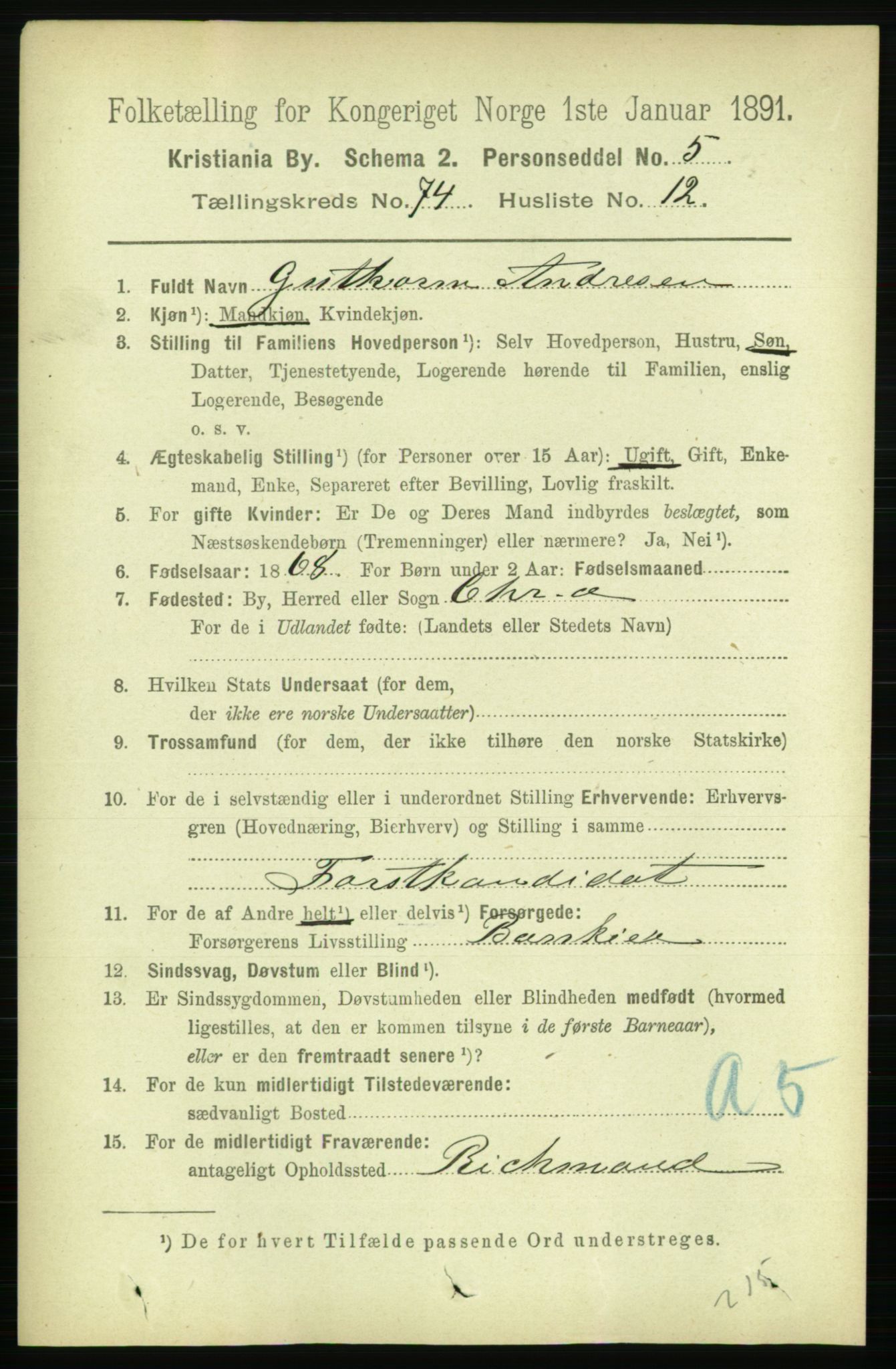 RA, 1891 census for 0301 Kristiania, 1891, p. 39754