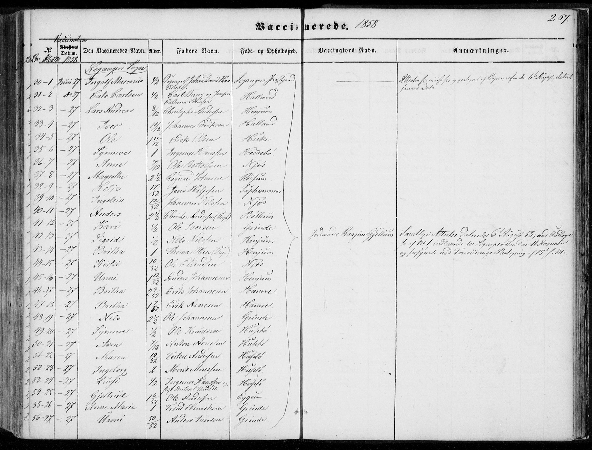 Leikanger sokneprestembete, AV/SAB-A-81001/H/Haa/Haaa/L0008: Parish register (official) no. A 8, 1852-1868, p. 267