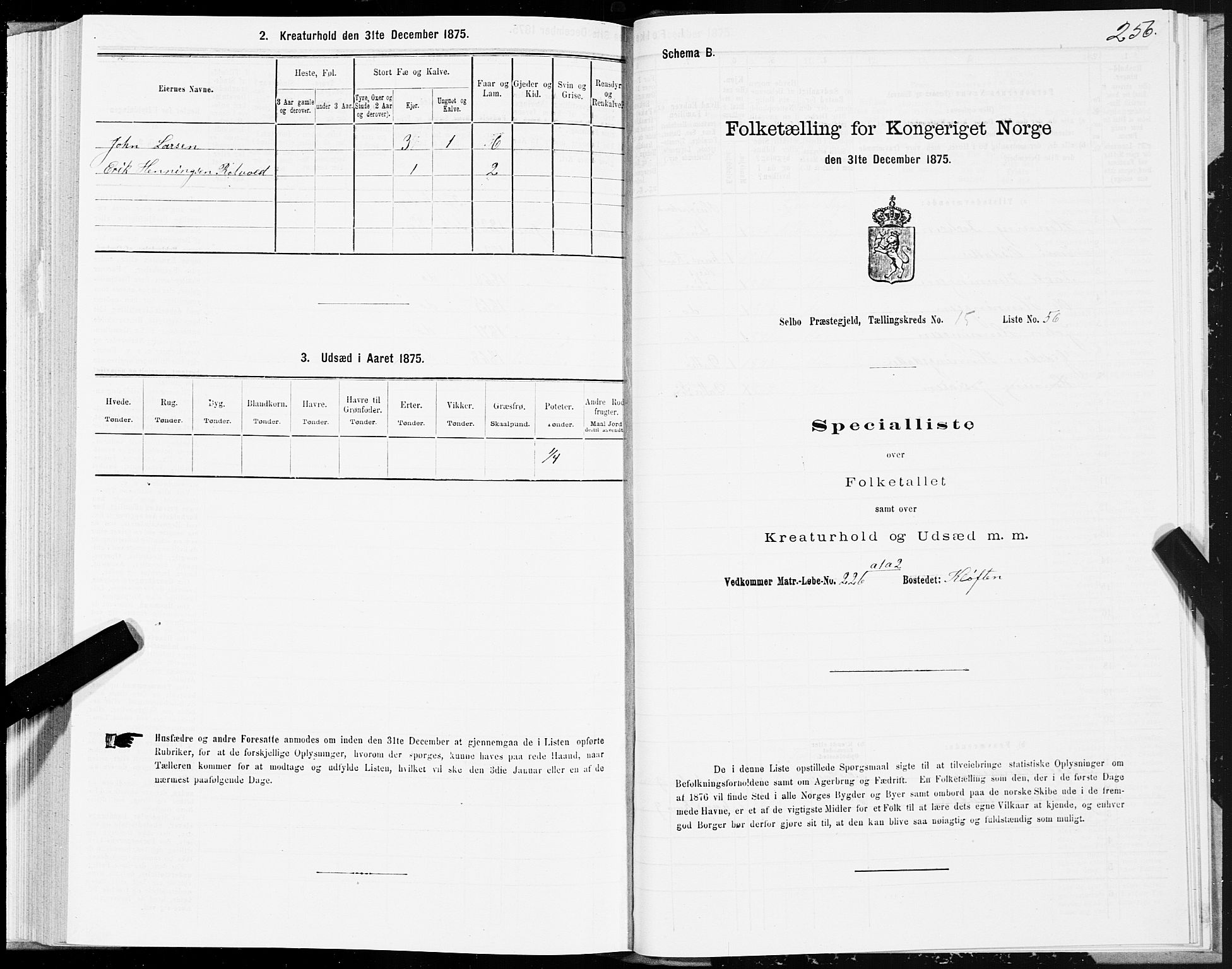 SAT, 1875 census for 1664P Selbu, 1875, p. 7256