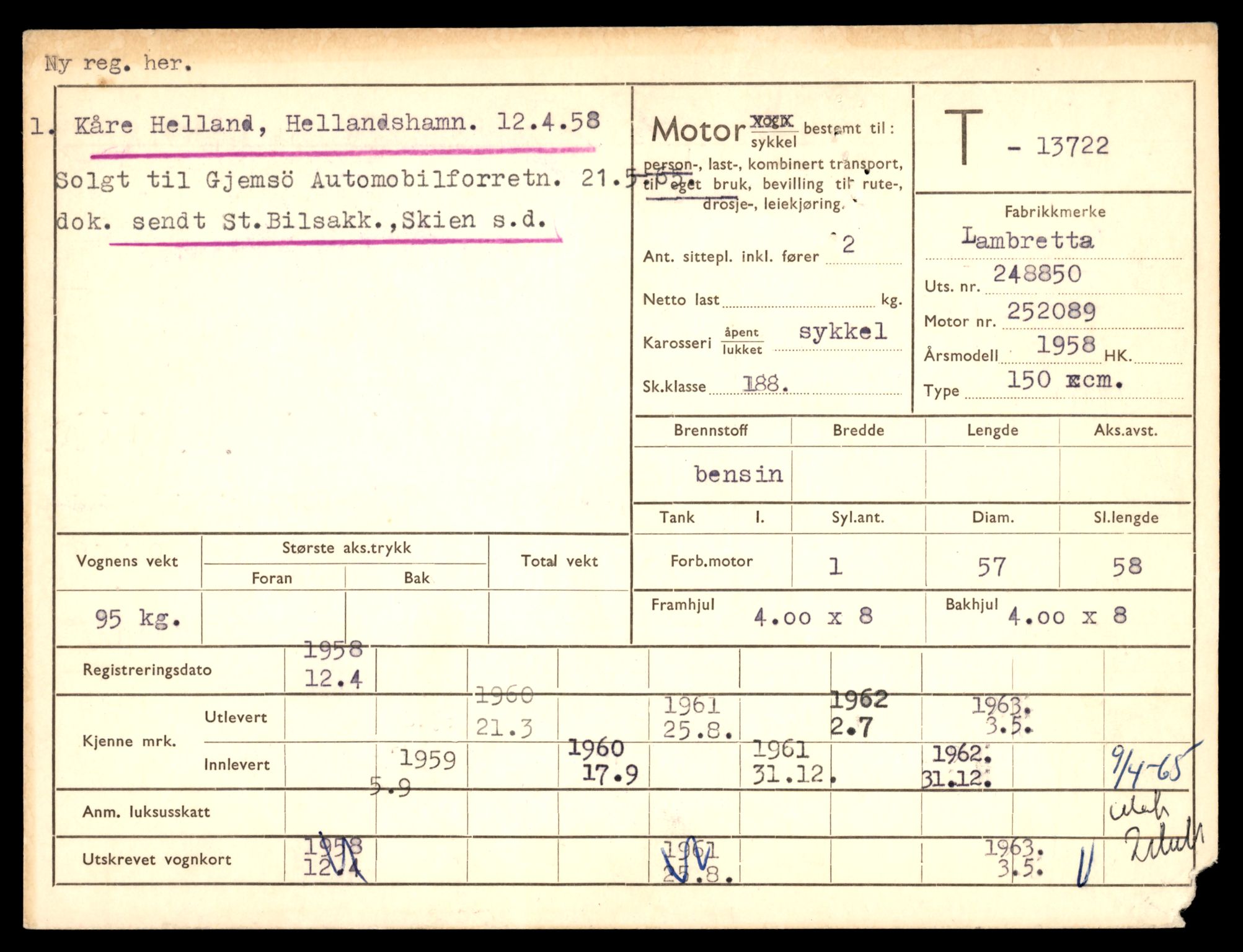 Møre og Romsdal vegkontor - Ålesund trafikkstasjon, AV/SAT-A-4099/F/Fe/L0041: Registreringskort for kjøretøy T 13710 - T 13905, 1927-1998, p. 211