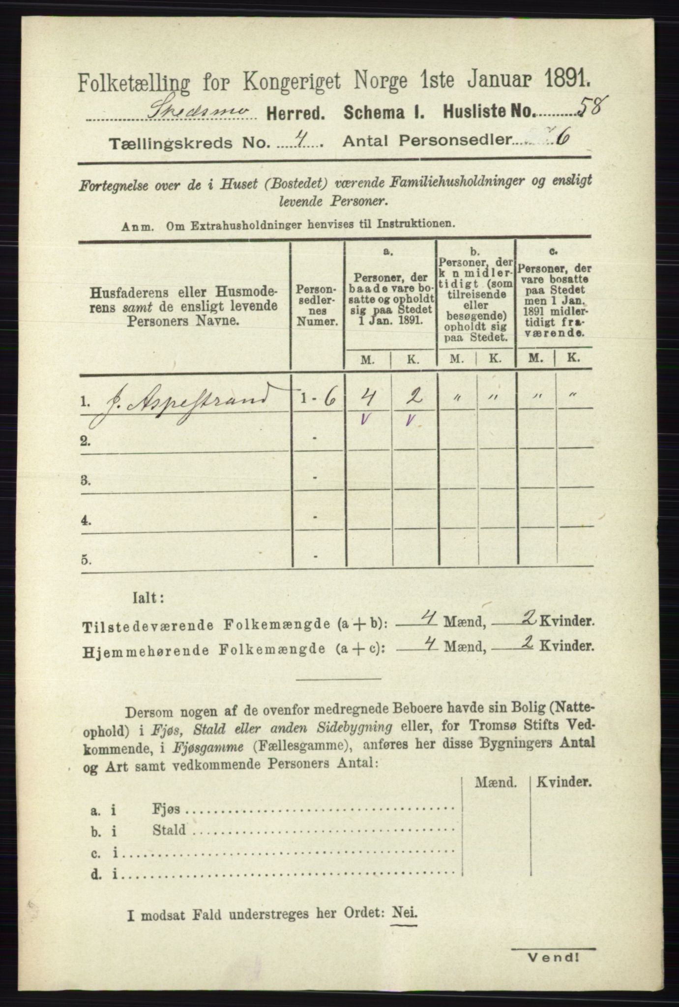 RA, 1891 census for 0231 Skedsmo, 1891, p. 1816