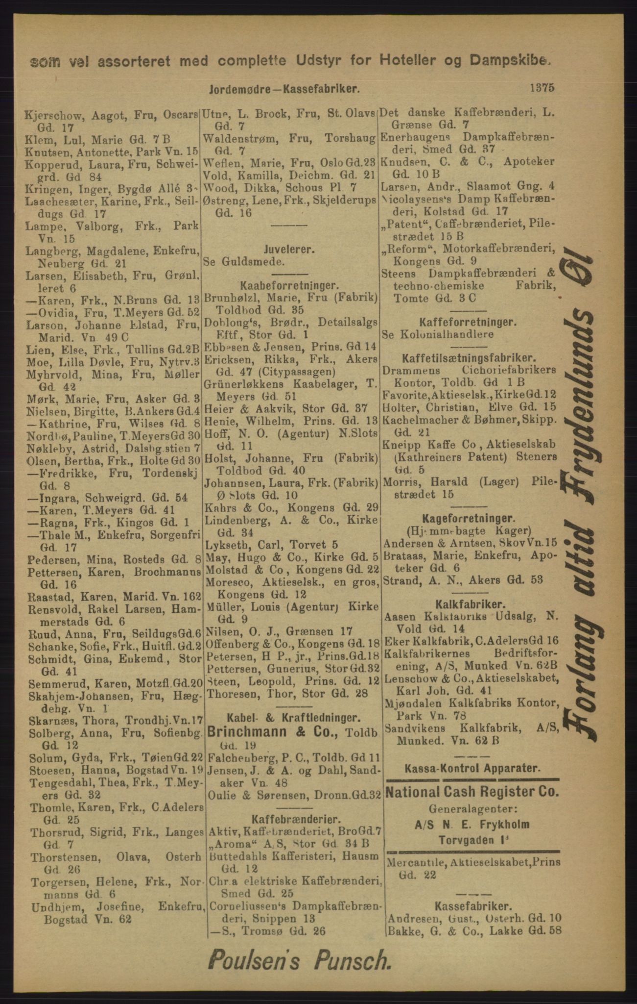 Kristiania/Oslo adressebok, PUBL/-, 1905, p. 1375