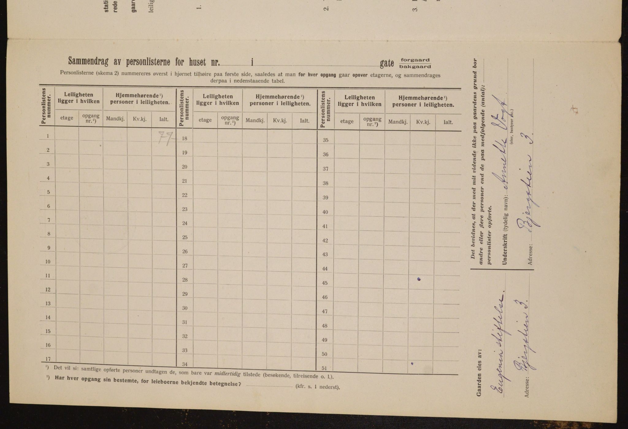 OBA, Municipal Census 1912 for Kristiania, 1912, p. 4324