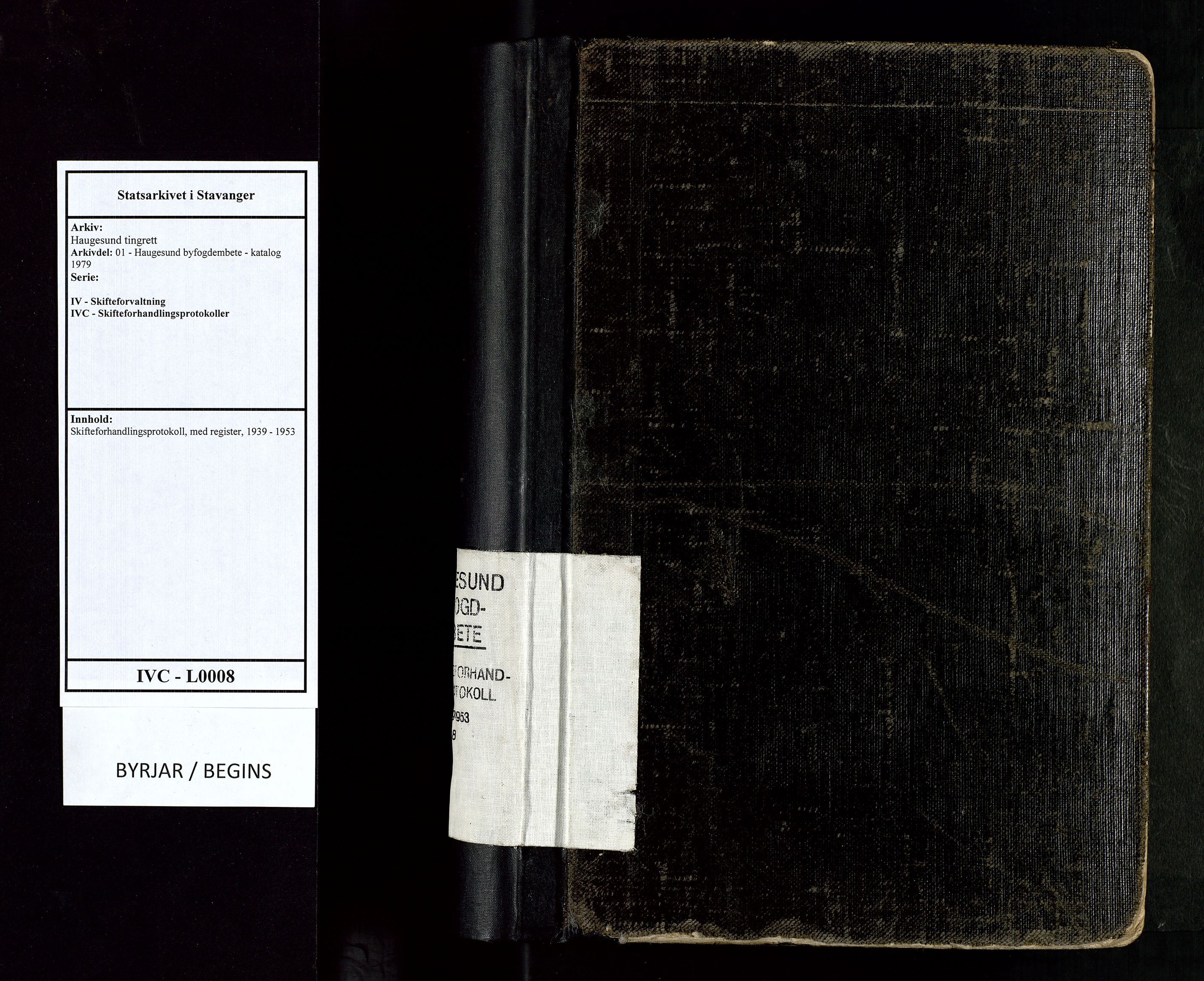 Haugesund tingrett, SAST/A-101415/01/IV/IVC/L0008: Skifteforhandlingsprotokoll, med register, 1939-1953